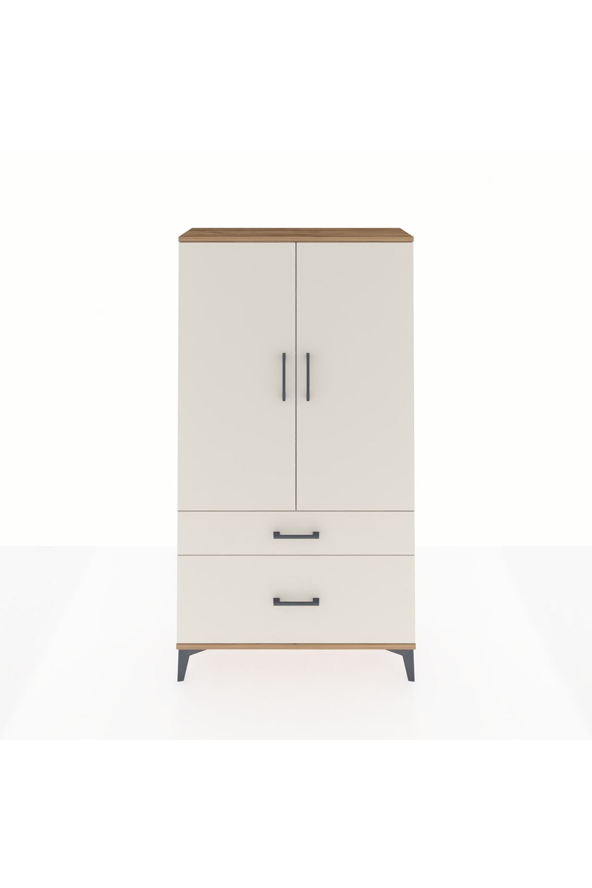 Arges Dolap Tek Raflı 2 Çekmeceli Tek Askılı 88x30x163 - S21M119V7A