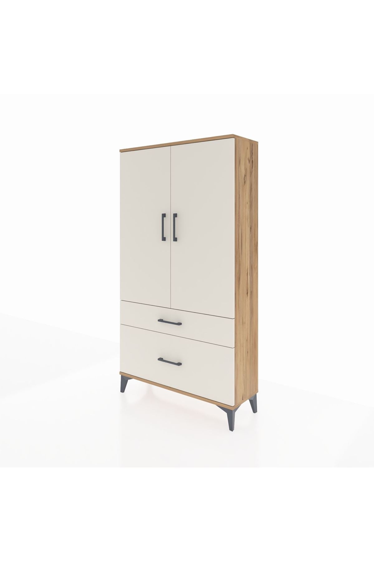 Arges Dolap Tek Raflı 2 Çekmeceli Tek Askılı 88x30x163 - S21M119V7A