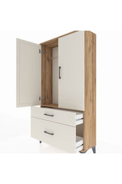 Arges Dolap Tek Raflı 2 Çekmeceli Tek Askılı 88x30x163 - S21M119V7A