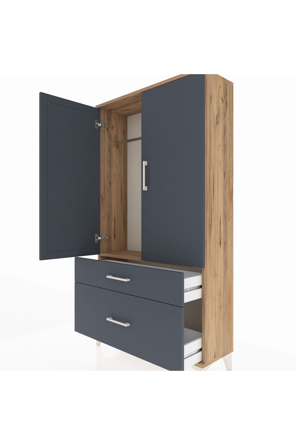 Arges Dolap Tek Raflı 2 Çekmeceli Tek Askılı 88x30x163 - S21M119V8A