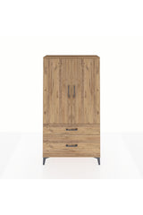 Arges Dolap Tek Raflı 2 Çekmeceli Tek Askılı 88x30x163