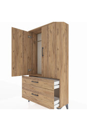 Arges Dolap Tek Raflı 2 Çekmeceli Tek Askılı 88x30x163 - S21M119V9A