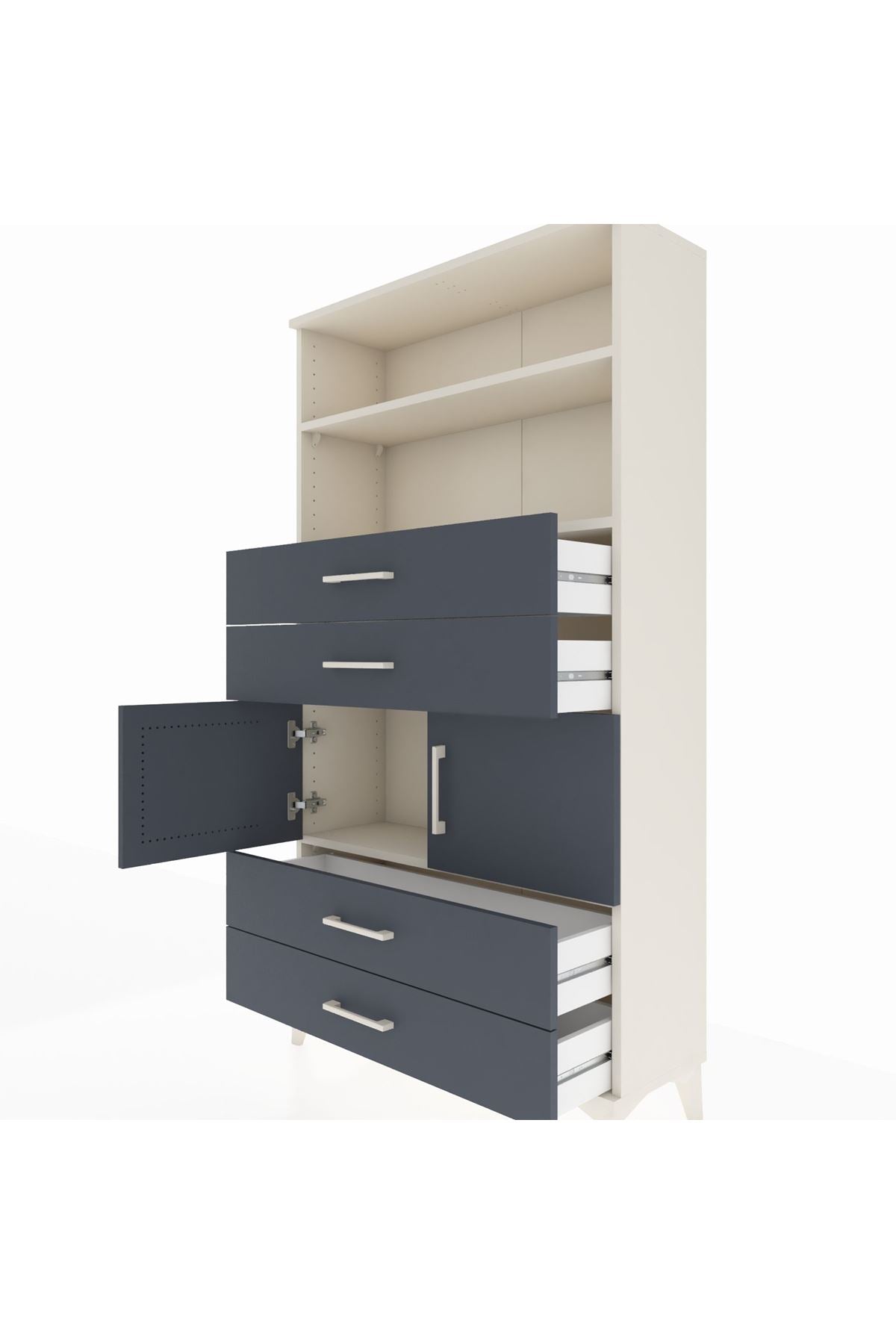 Arges Dolap 3 Raflı 4 Çekmeceli 2 Kapaklı 88x30x163 - S21M120V2A