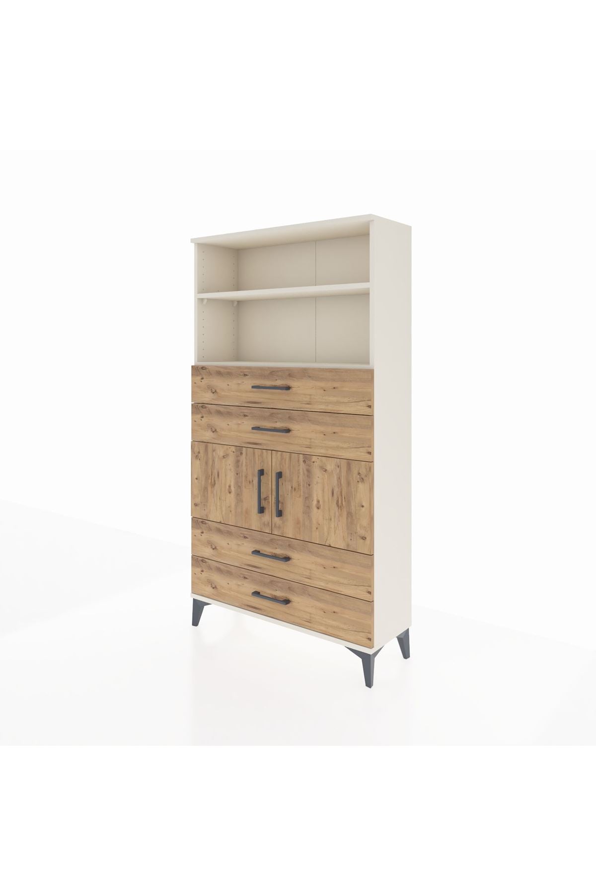 Arges Dolap 3 Raflı 4 Çekmeceli 2 Kapaklı 88x30x163 - S21M120V3A