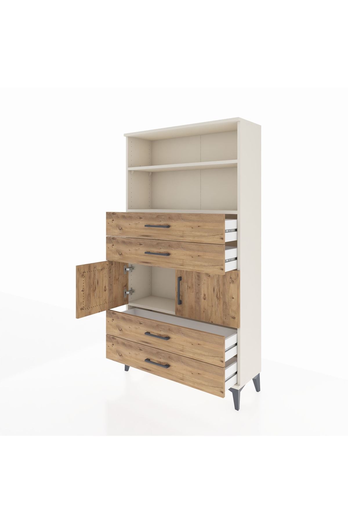 Arges Dolap 3 Raflı 4 Çekmeceli 2 Kapaklı 88x30x163 - S21M120V3A