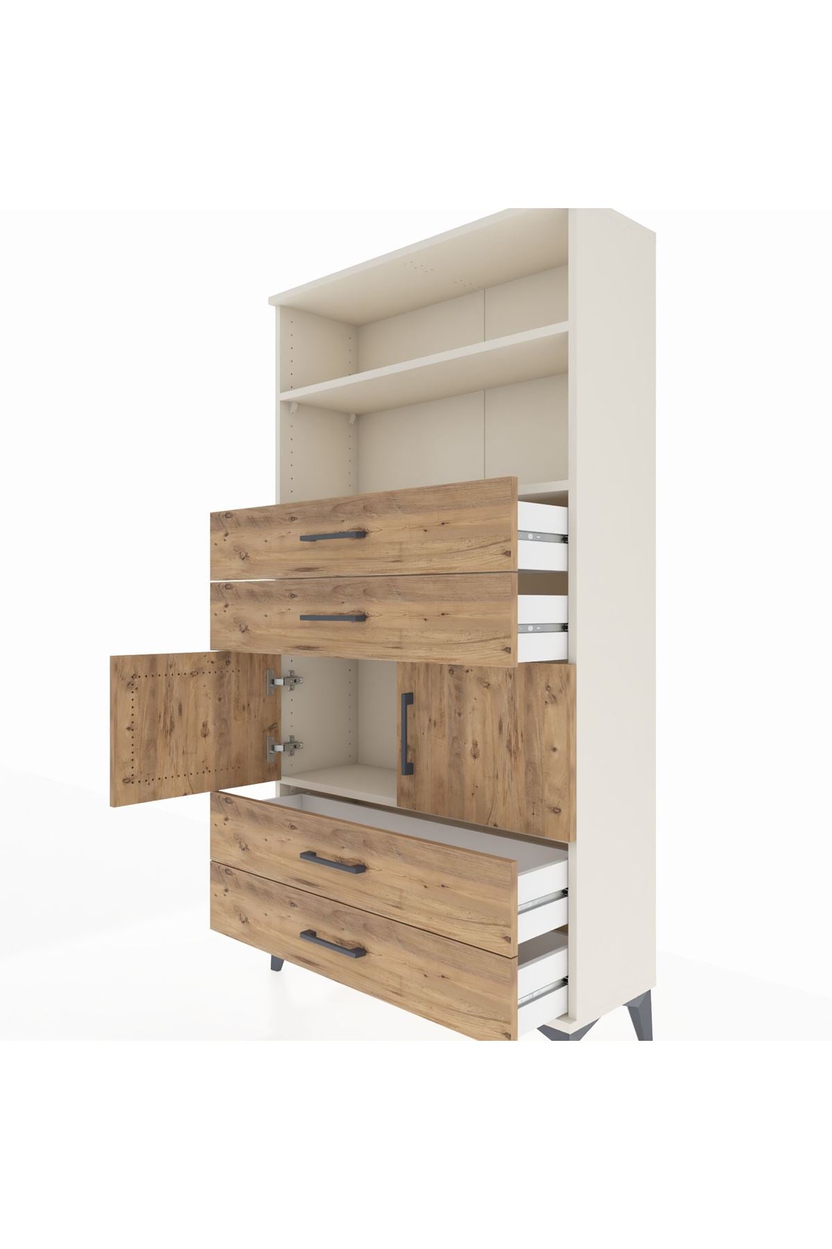 Arges Dolap 3 Raflı 4 Çekmeceli 2 Kapaklı 88x30x163 - S21M120V3A