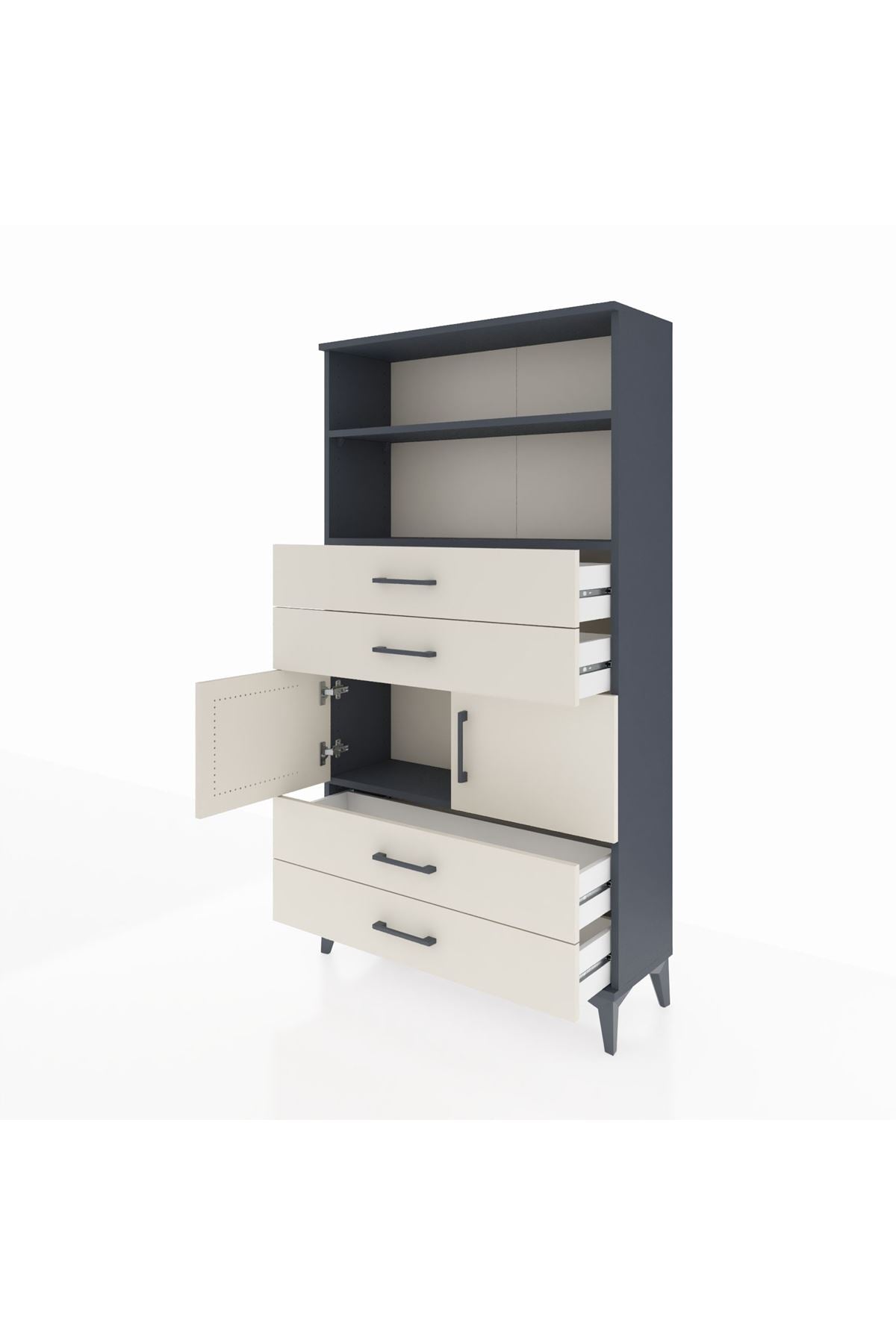 Arges Dolap 3 Raflı 4 Çekmeceli 2 Kapaklı 88x30x163 - S21M120V4A