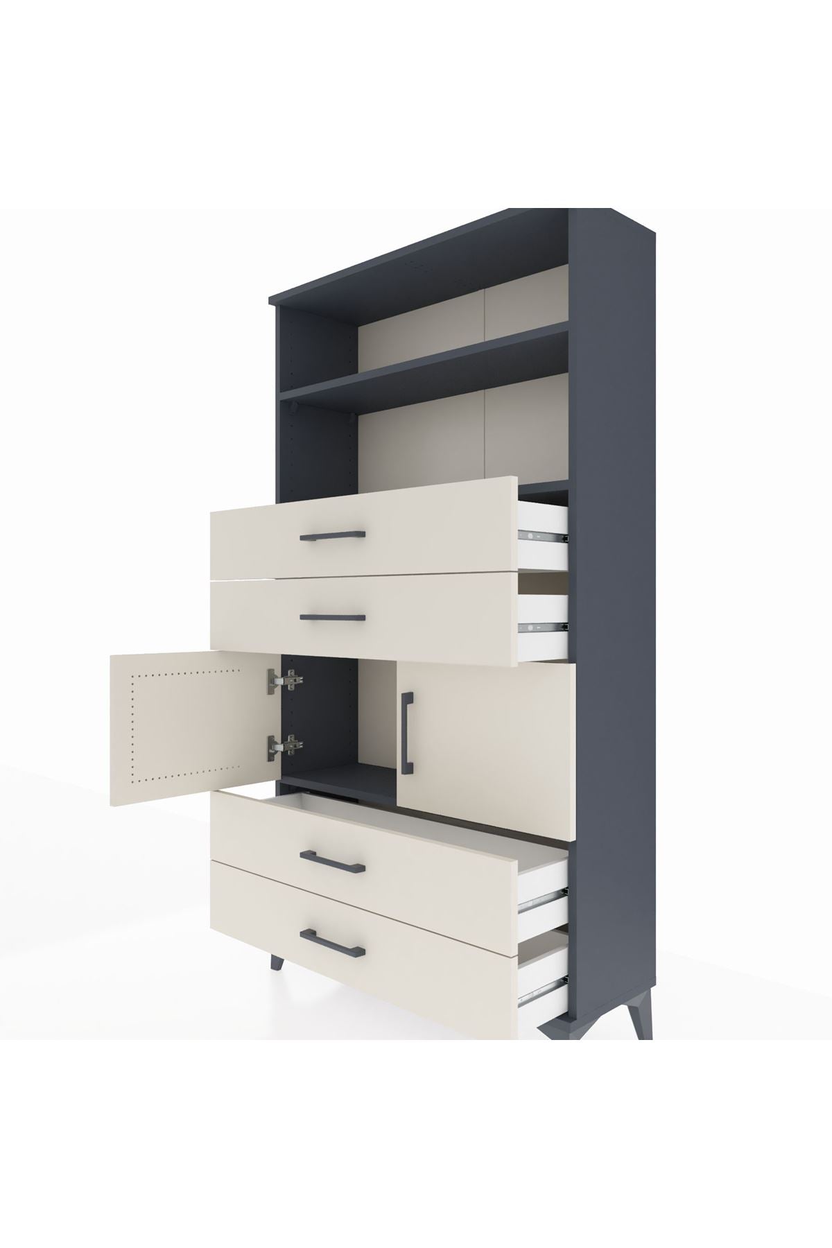 Arges Dolap 3 Raflı 4 Çekmeceli 2 Kapaklı 88x30x163 - S21M120V4A