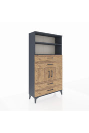 Arges Dolap 3 Raflı 4 Çekmeceli 2 Kapaklı 88x30x163 - S21M120V6A