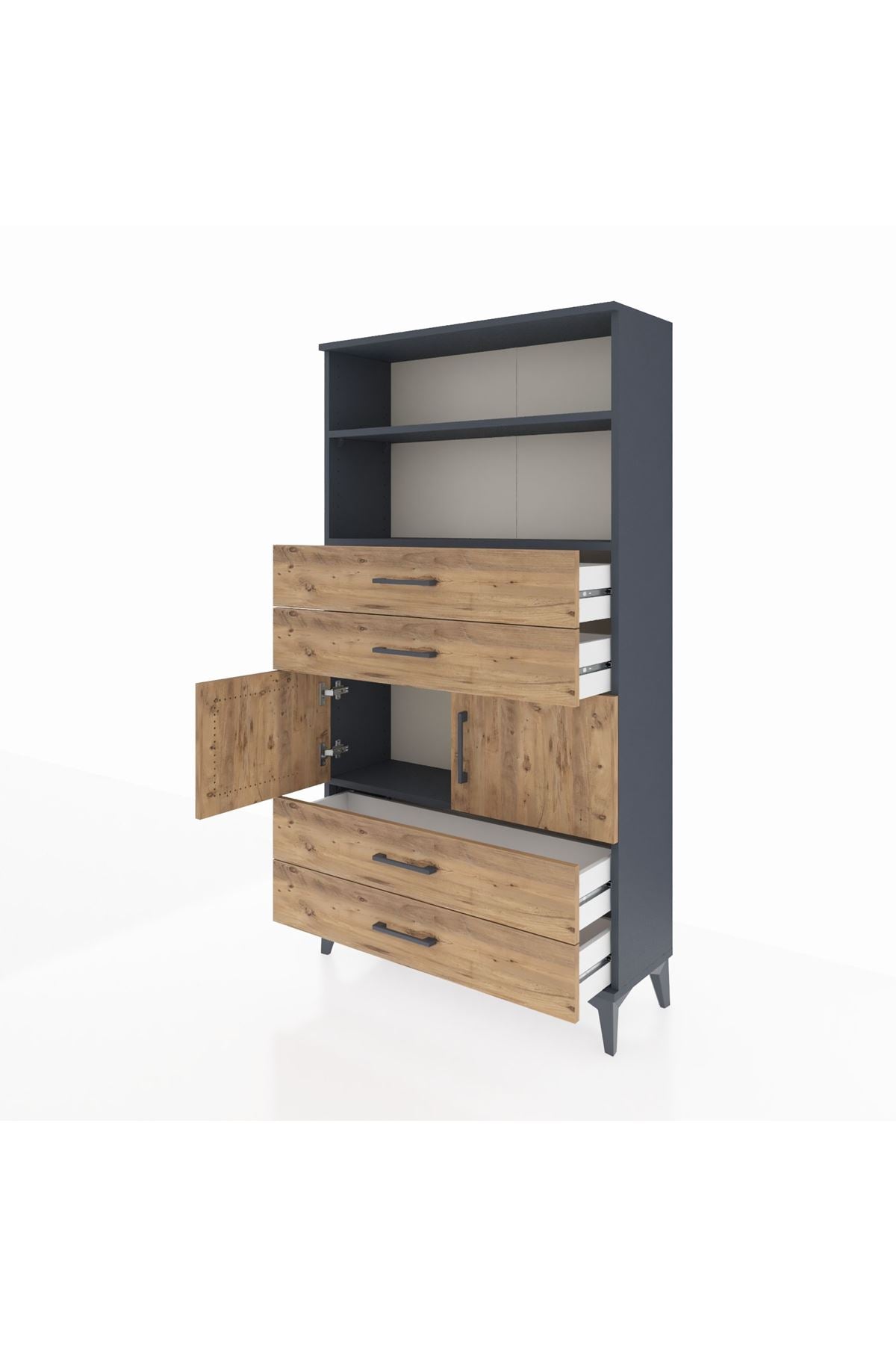 Arges Dolap 3 Raflı 4 Çekmeceli 2 Kapaklı 88x30x163 - S21M120V6A