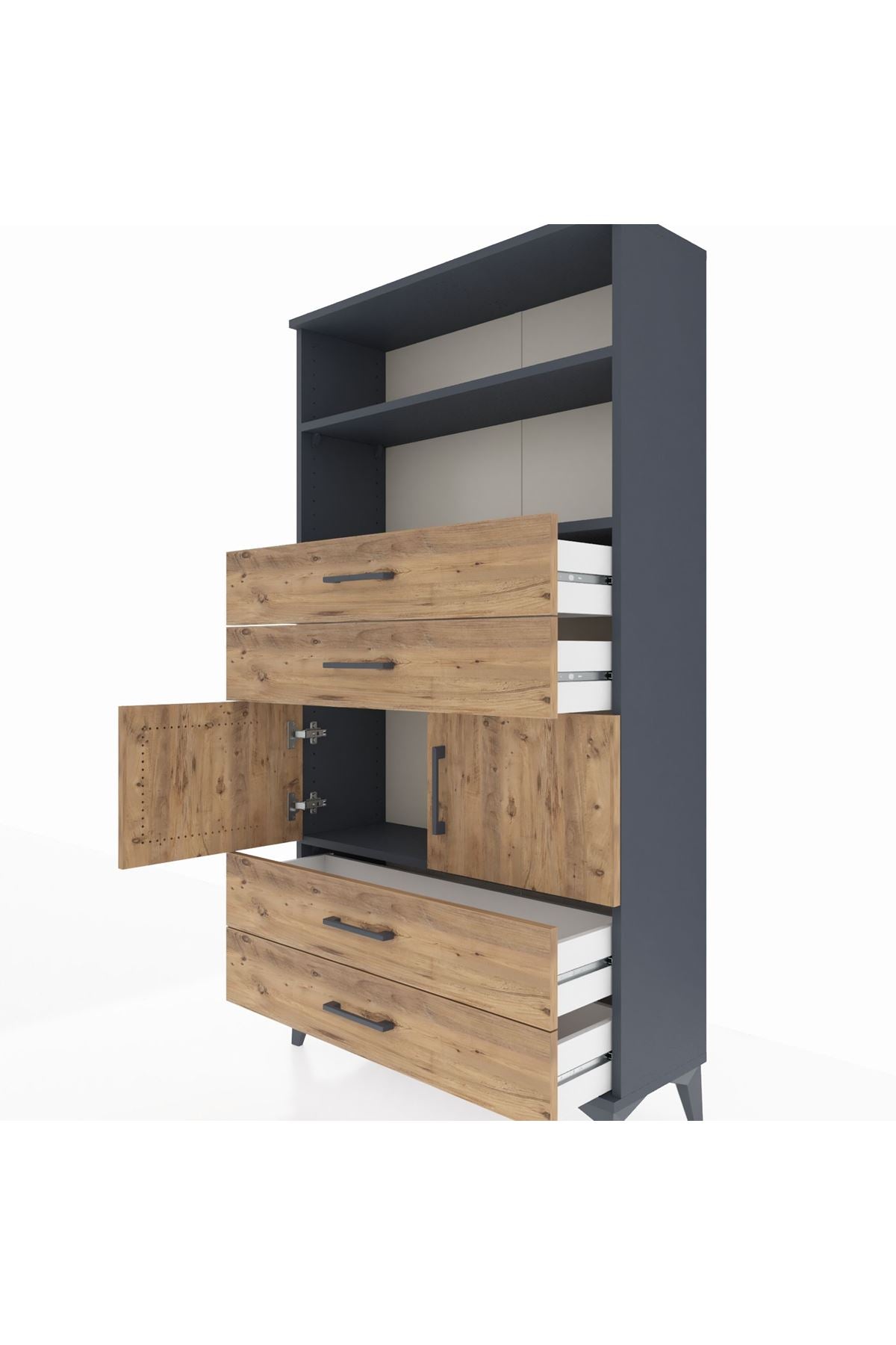 Arges Dolap 3 Raflı 4 Çekmeceli 2 Kapaklı 88x30x163 - S21M120V6A