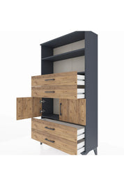 Arges Dolap 3 Raflı 4 Çekmeceli 2 Kapaklı 88x30x163 - S21M120V6A