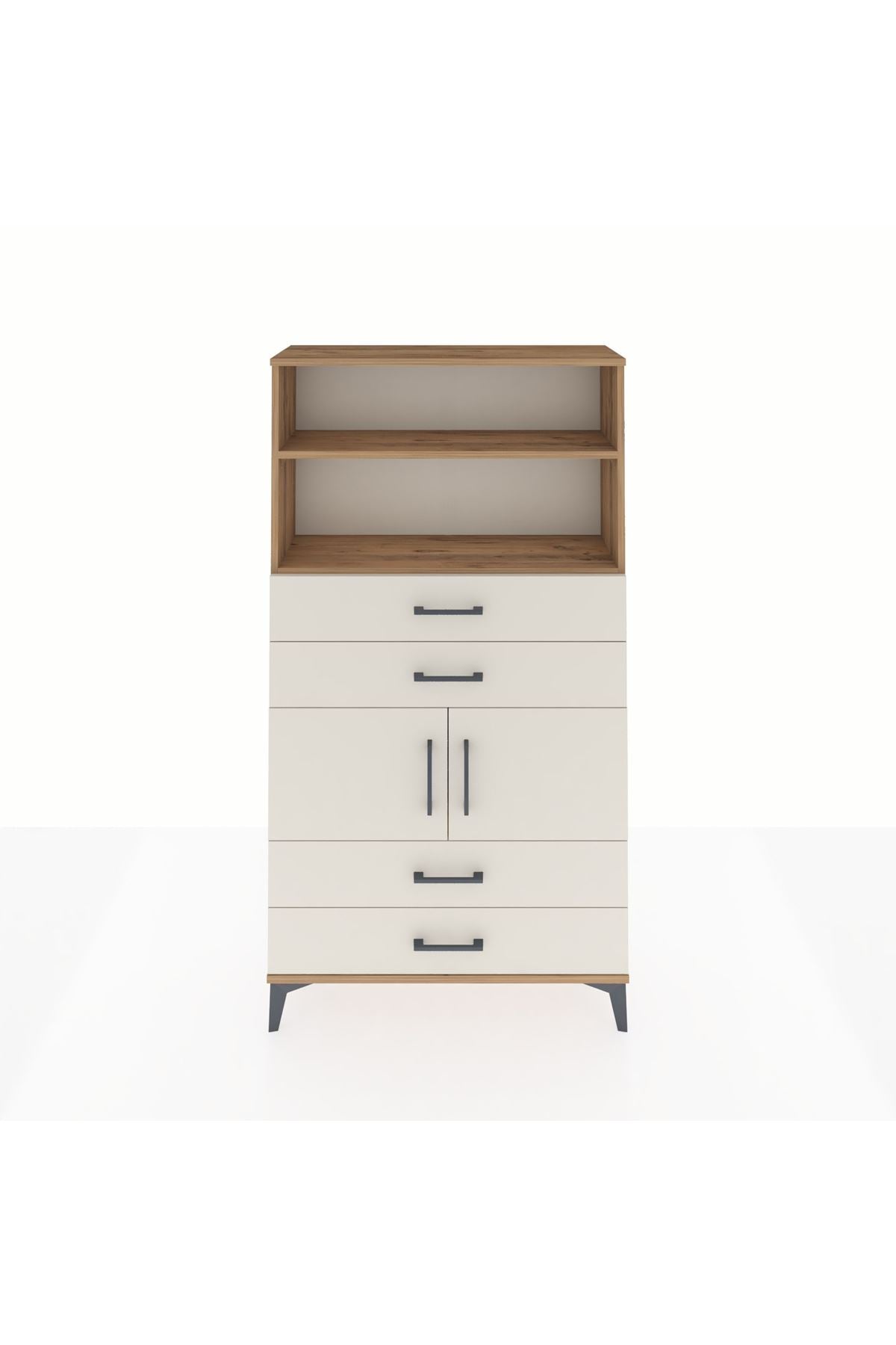 Arges Dolap 3 Raflı 4 Çekmeceli 2 Kapaklı 88x30x163 - S21M120V7A