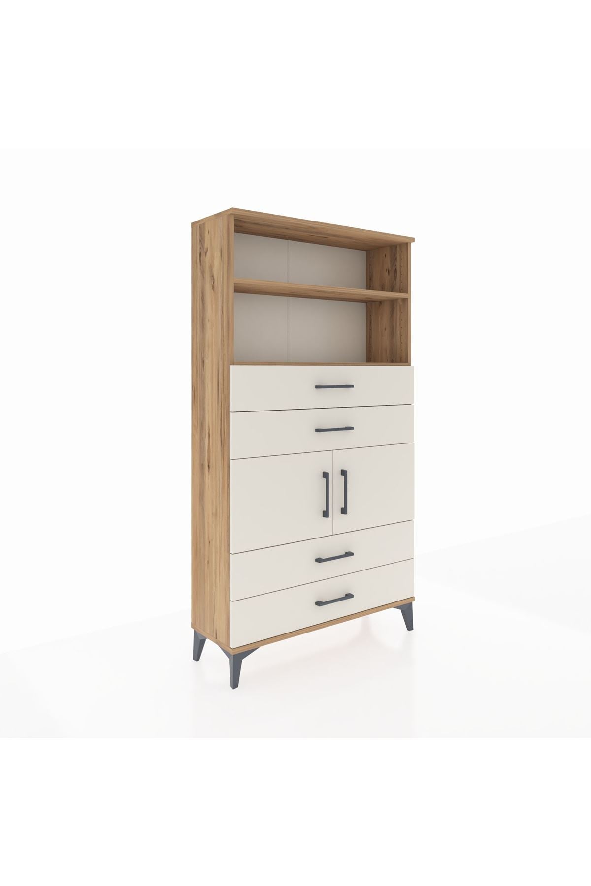Arges Dolap 3 Raflı 4 Çekmeceli 2 Kapaklı 88x30x163 - S21M120V7A