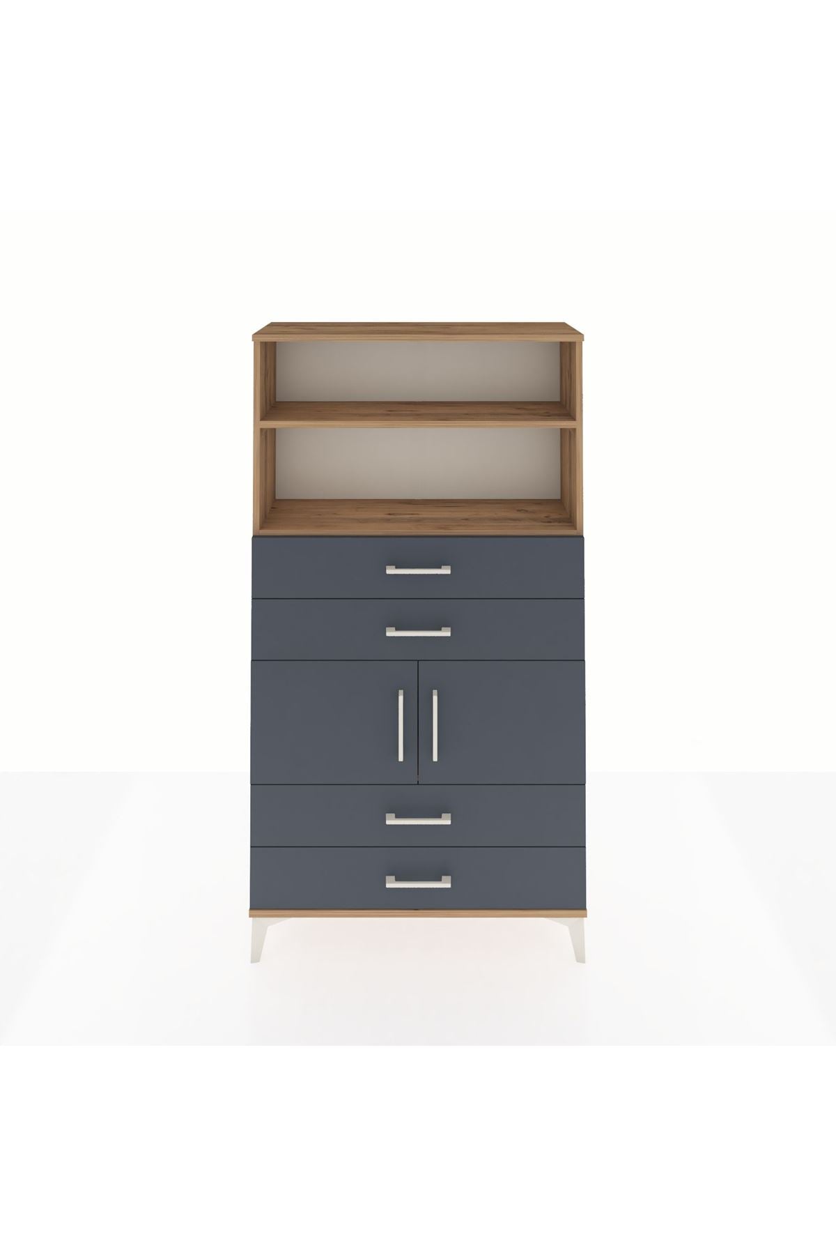 Arges Dolap 3 Raflı 4 Çekmeceli 2 Kapaklı 88x30x163 - S21M120V8A
