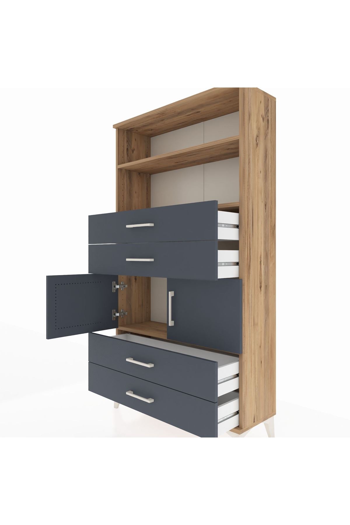 Arges Dolap 3 Raflı 4 Çekmeceli 2 Kapaklı 88x30x163 - S21M120V8A