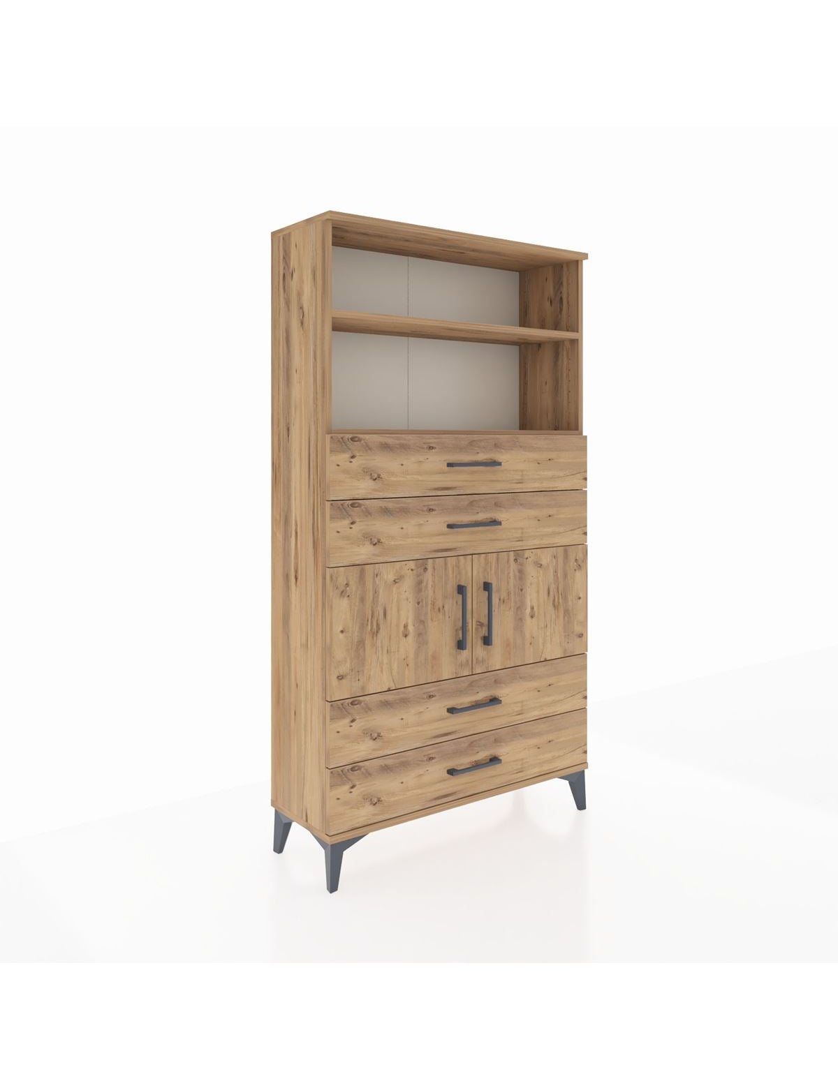 Arges Dolap 3 Raflı 4 Çekmeceli 2 Kapaklı 88x30x163 - S21M120V9A