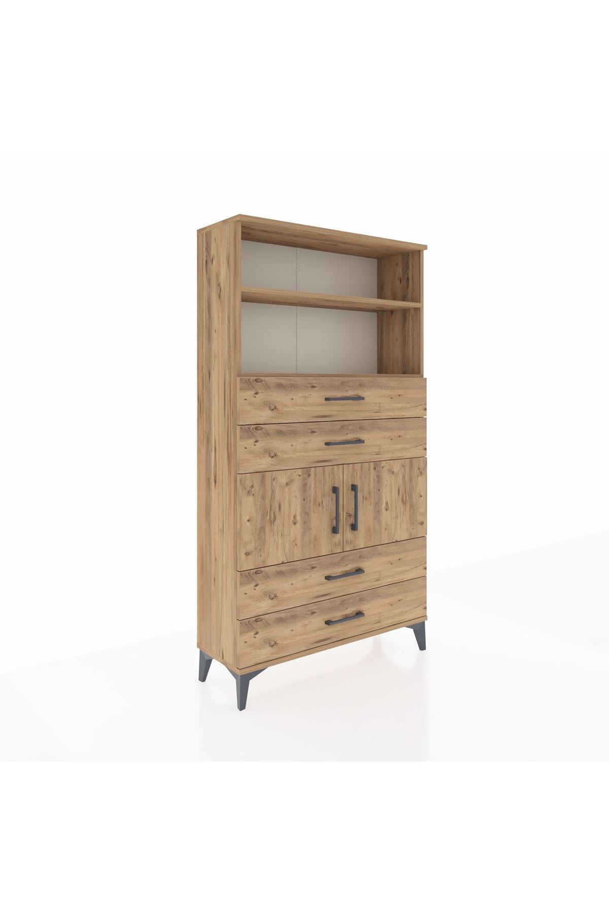 Arges Dolap 3 Raflı 4 Çekmeceli 2 Kapaklı 88x30x163 - S21M120V9A