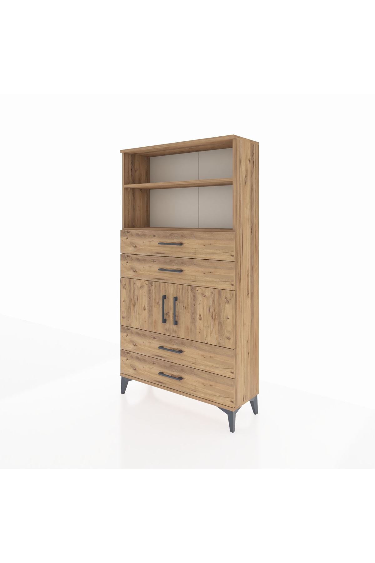 Arges Dolap 3 Raflı 4 Çekmeceli 2 Kapaklı 88x30x163 - S21M120V9A