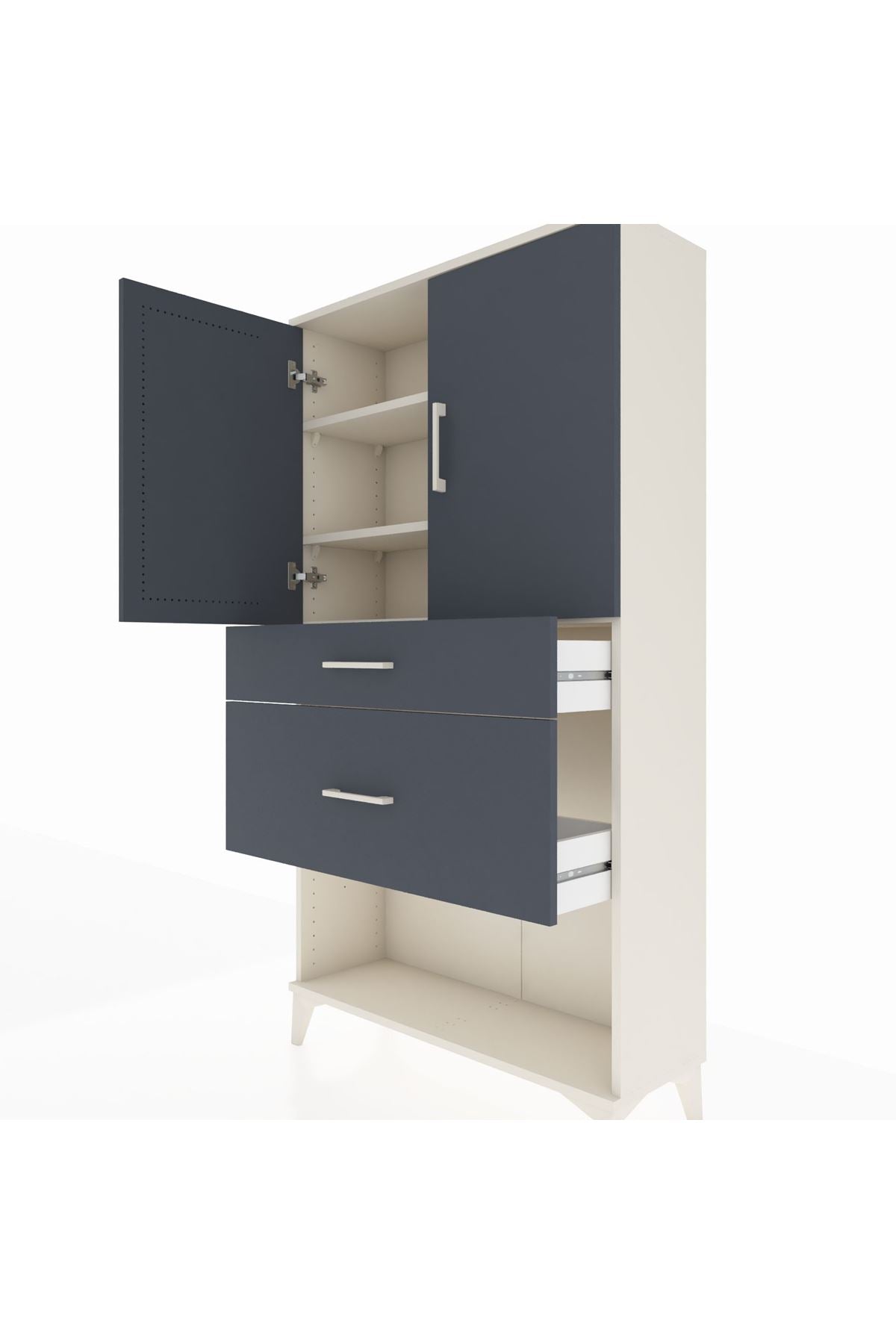 Arges Dolap 3 Raflı 2 Çekmeceli 2 Kapaklı 88x30x163 - S21M121V2A