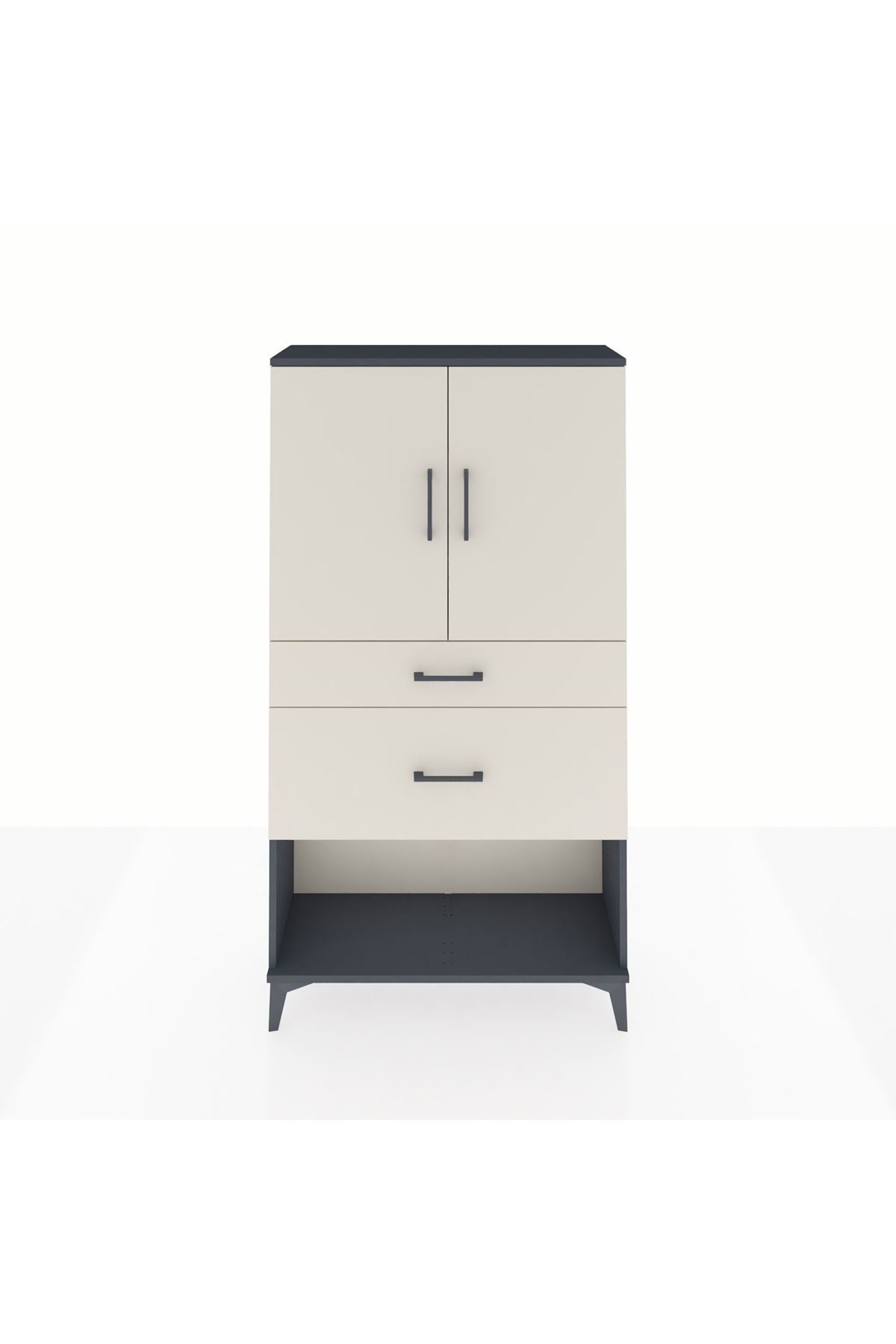 Arges Dolap 3 Raflı 2 Çekmeceli 2 Kapaklı 88x30x163 - S21M121V4A