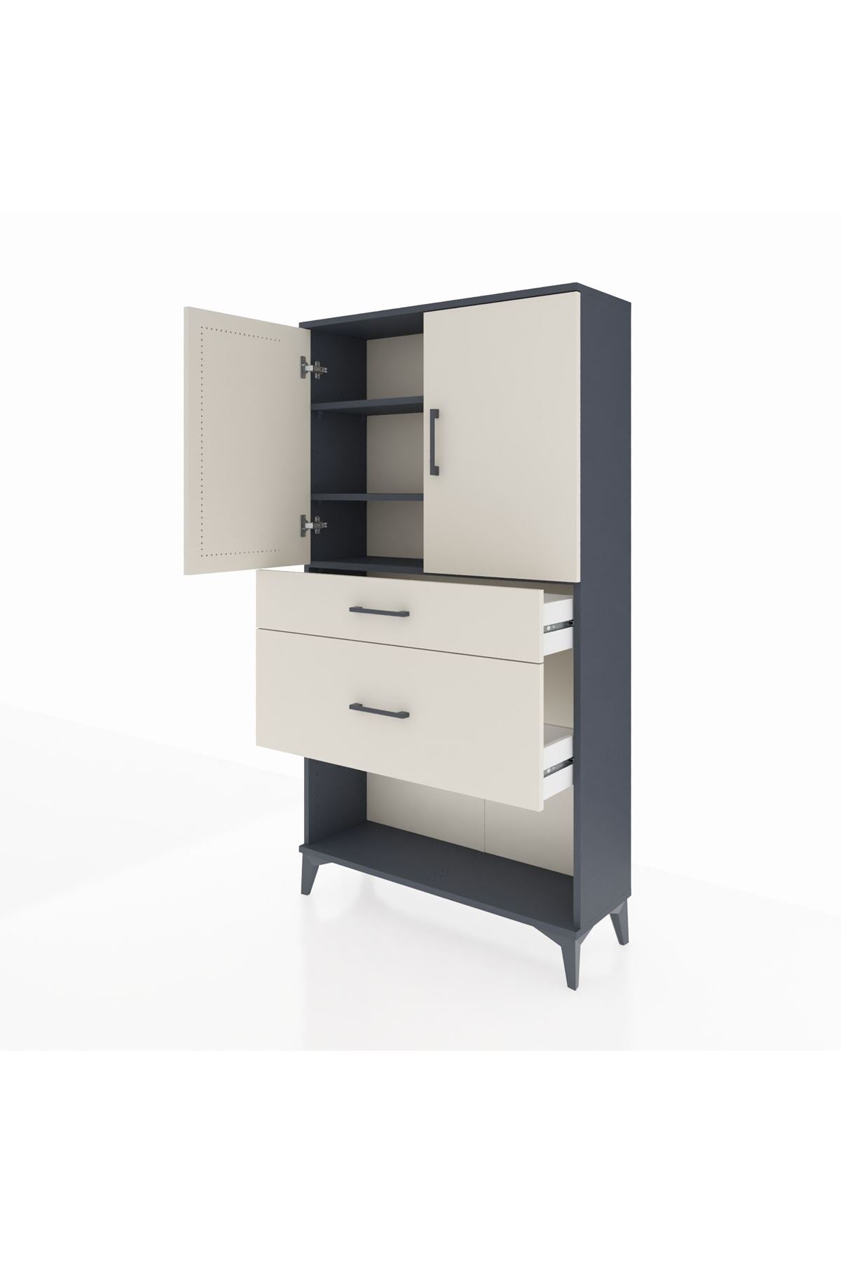 Arges Dolap 3 Raflı 2 Çekmeceli 2 Kapaklı 88x30x163 - S21M121V4A