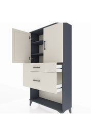 Arges Dolap 3 Raflı 2 Çekmeceli 2 Kapaklı 88x30x163 - S21M121V4A