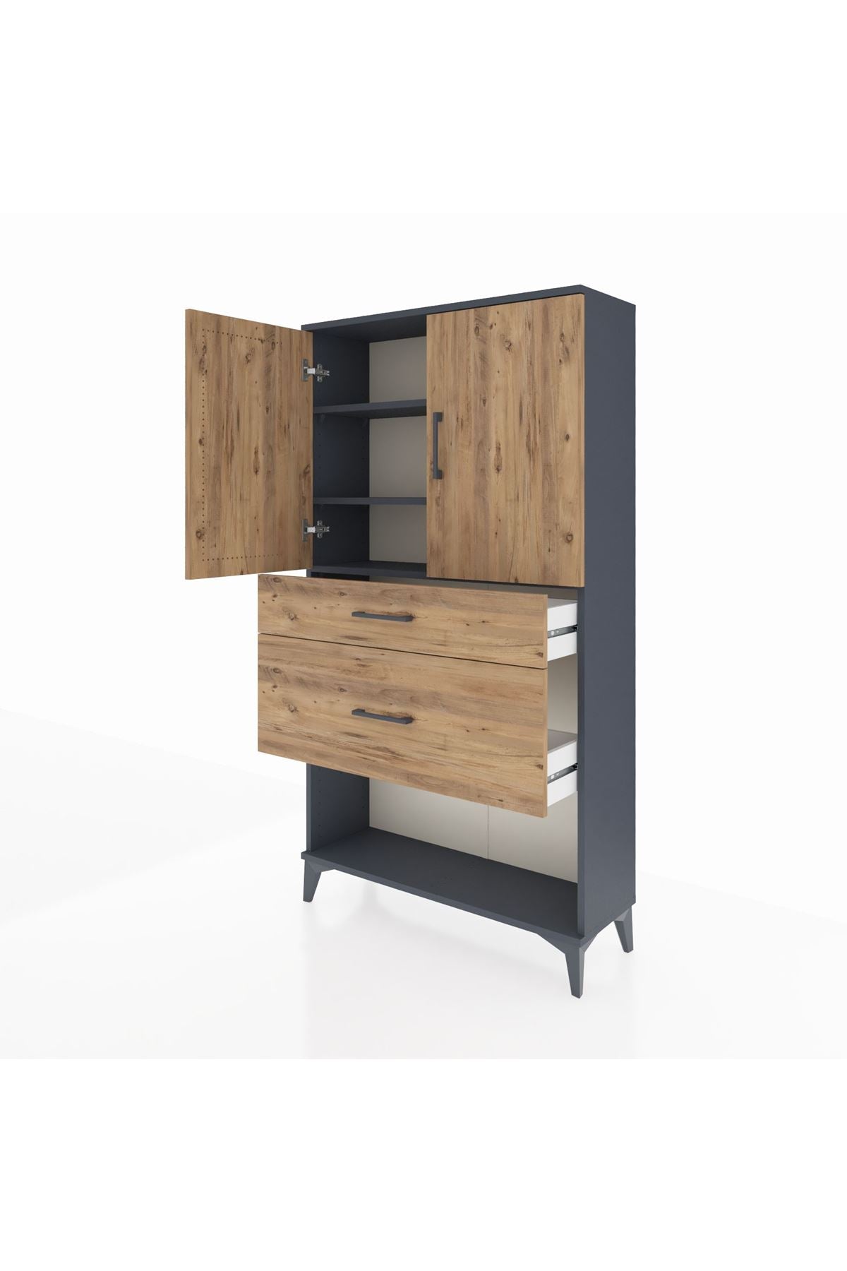 Arges Dolap 3 Raflı 2 Çekmeceli 2 Kapaklı 88x30x163 - S21M121V6A