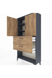 Arges Dolap 3 Raflı 2 Çekmeceli 2 Kapaklı 88x30x163 - S21M121V6A