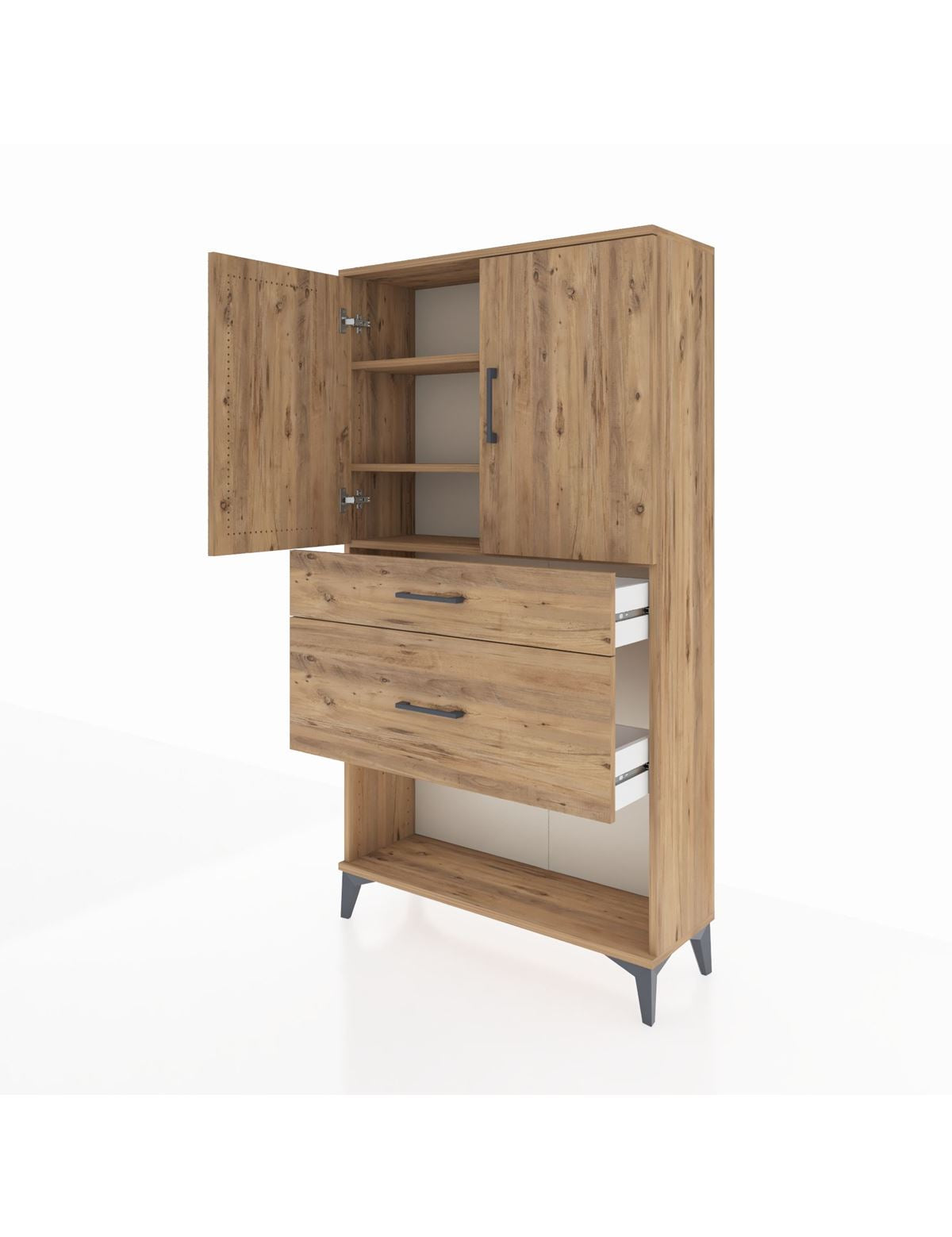 Arges Dolap 3 Raflı 2 Çekmeceli 2 Kapaklı 88x30x163 - S21M121V9A
