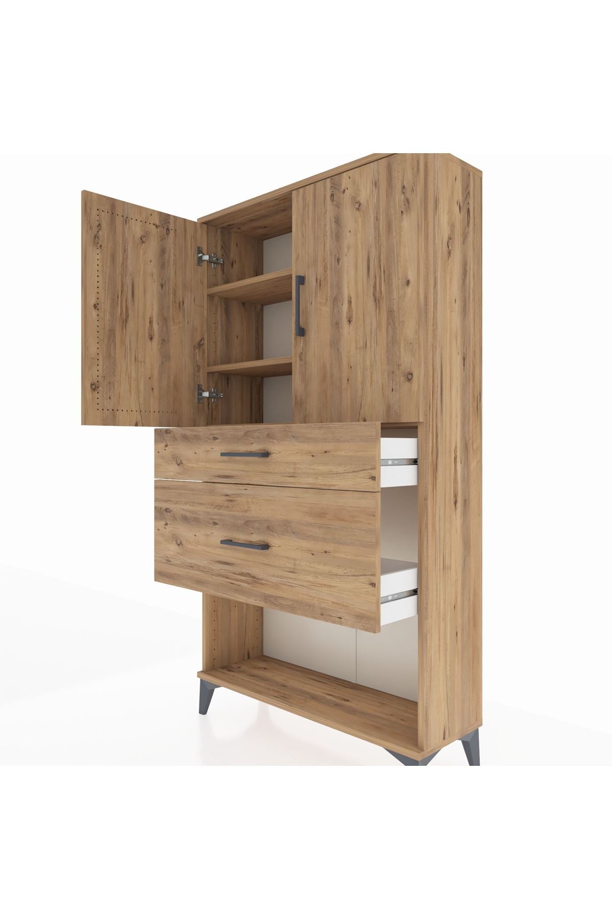 Arges Dolap 3 Raflı 2 Çekmeceli 2 Kapaklı 88x30x163 - S21M121V9A