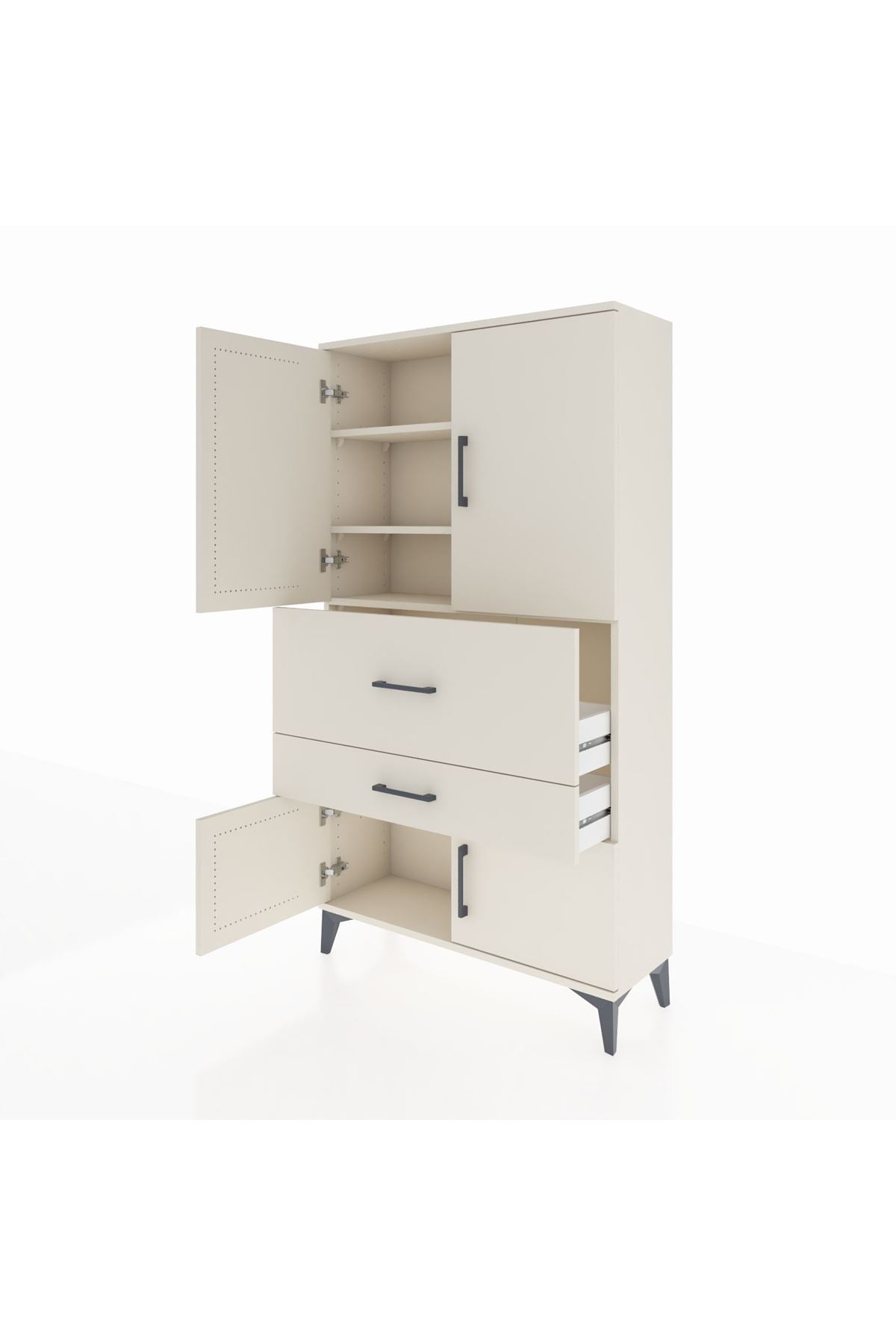 Arges Dolap 3 Raflı 2 Çekmeceli 4 Kapaklı 88x30x163 - S21M123V1A
