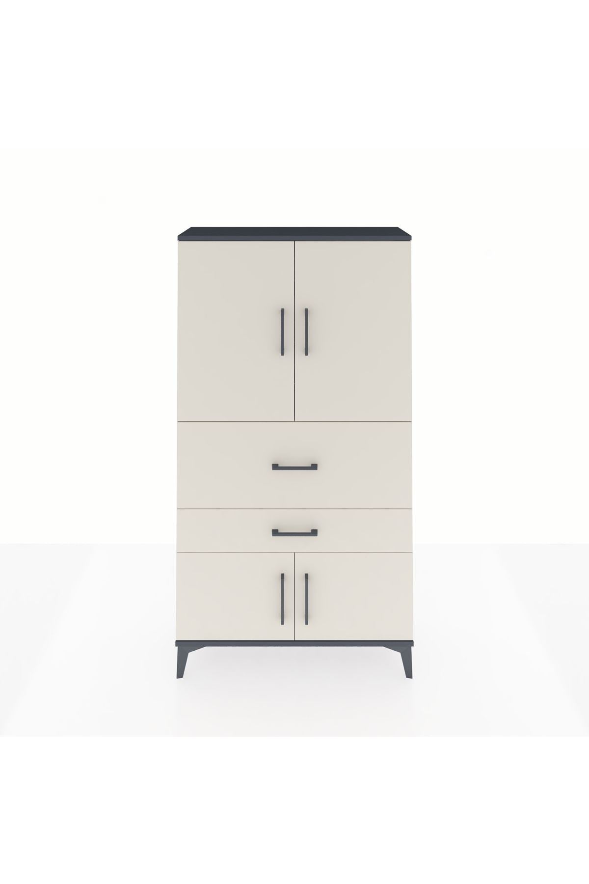 Arges Dolap 3 Raflı 2 Çekmeceli 4 Kapaklı 88x30x163 - S21M123V4A