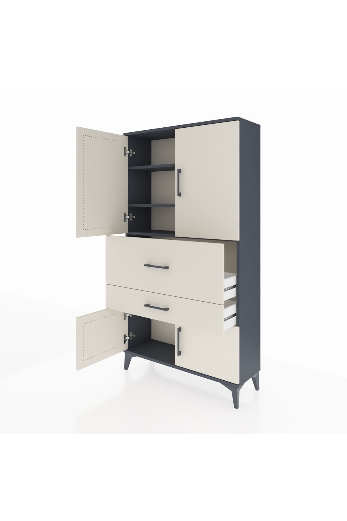 Arges Dolap 3 Raflı 2 Çekmeceli 4 Kapaklı 88x30x163 - S21M123V4A