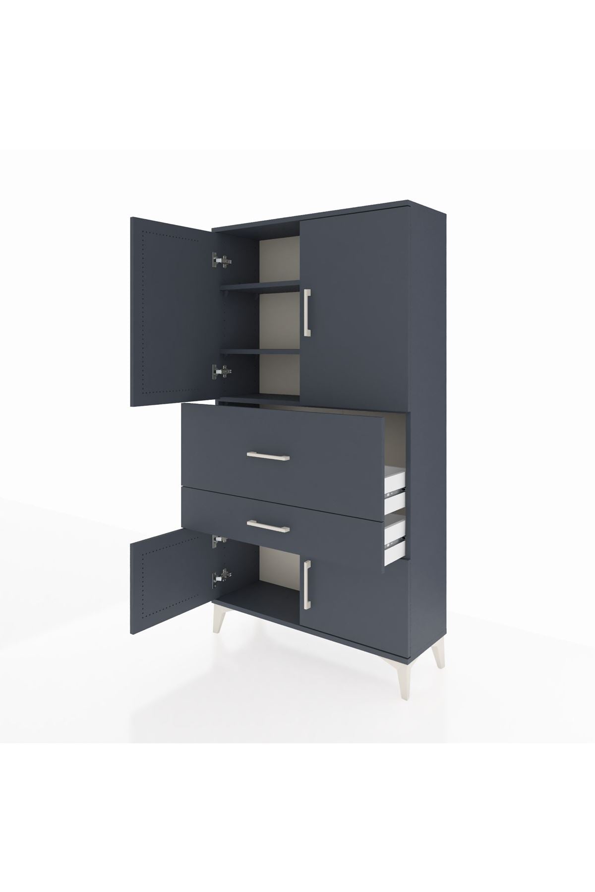 Arges Dolap 3 Raflı 2 Çekmeceli 4 Kapaklı 88x30x163 - S21M123V5A