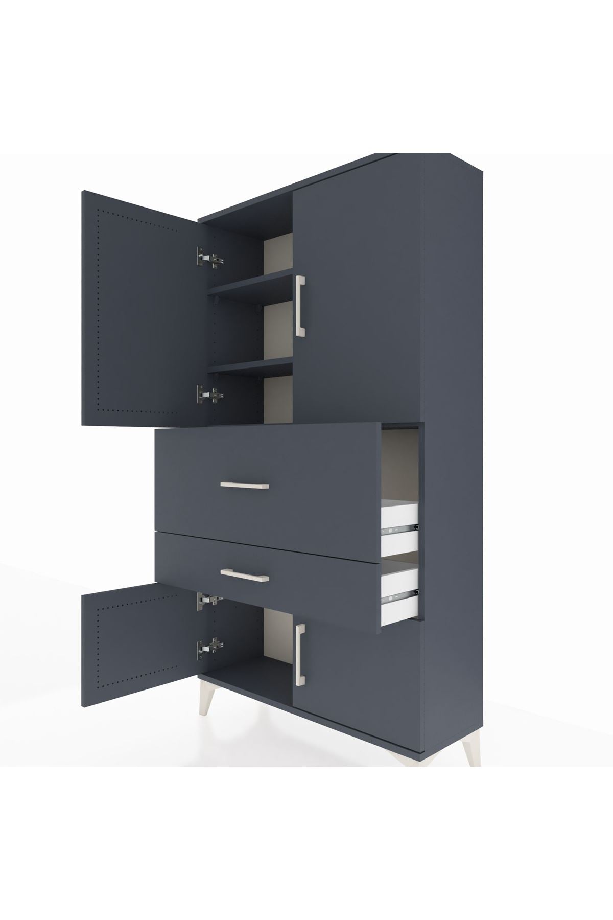 Arges Dolap 3 Raflı 2 Çekmeceli 4 Kapaklı 88x30x163 - S21M123V5A