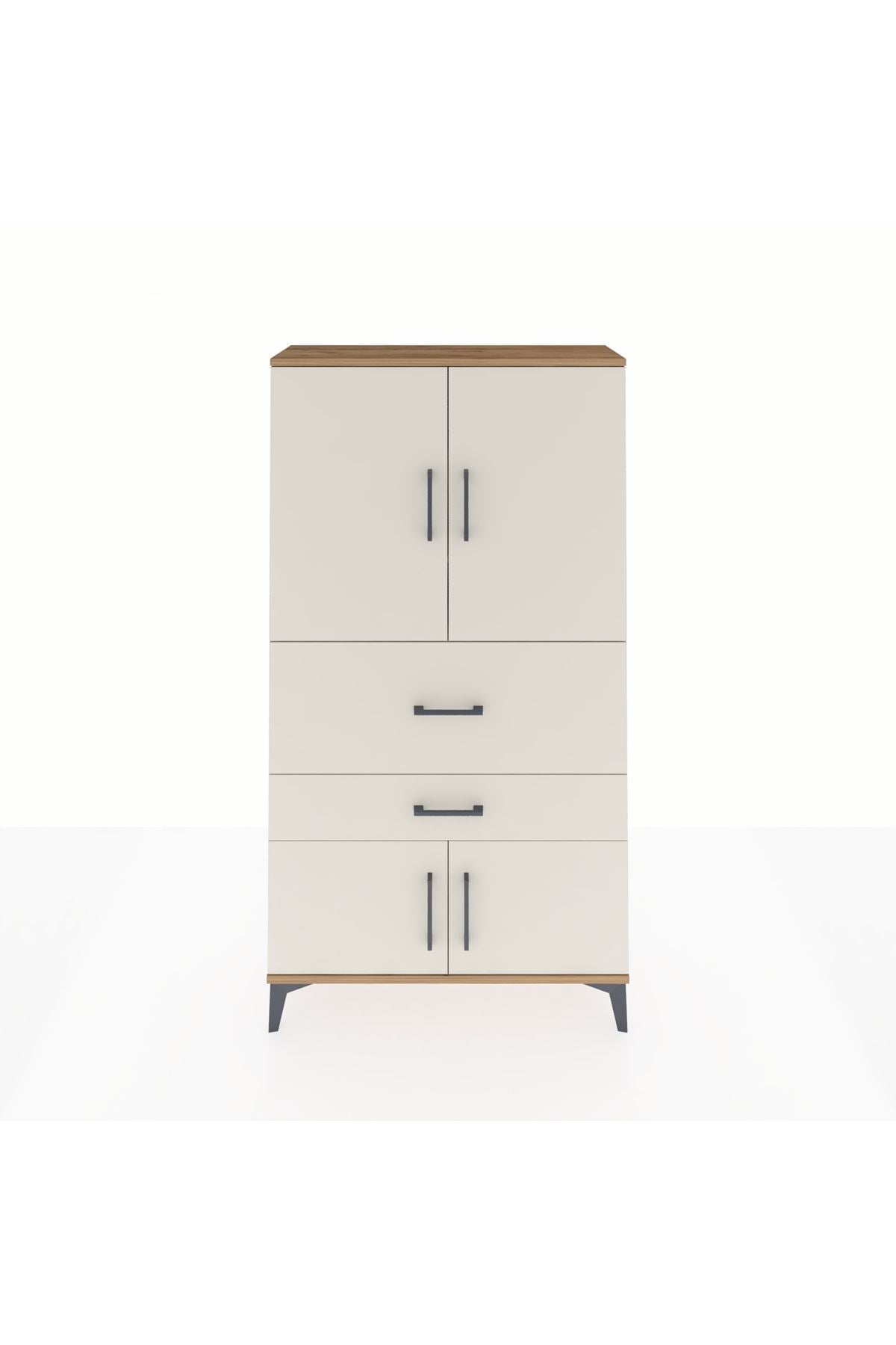 Arges Dolap 3 Raflı 2 Çekmeceli 4 Kapaklı 88x30x163 - S21M123V7A