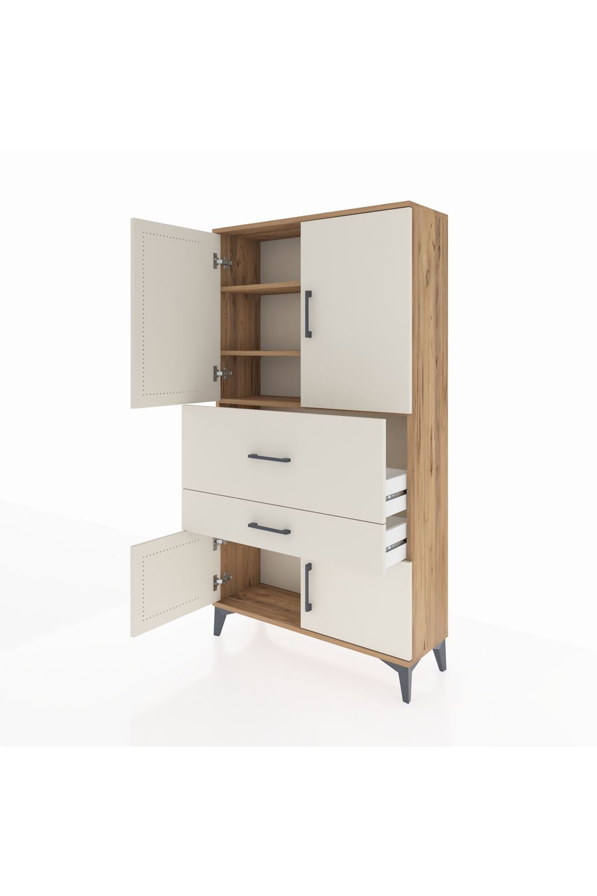 Arges Dolap 3 Raflı 2 Çekmeceli 4 Kapaklı 88x30x163 - S21M123V7A