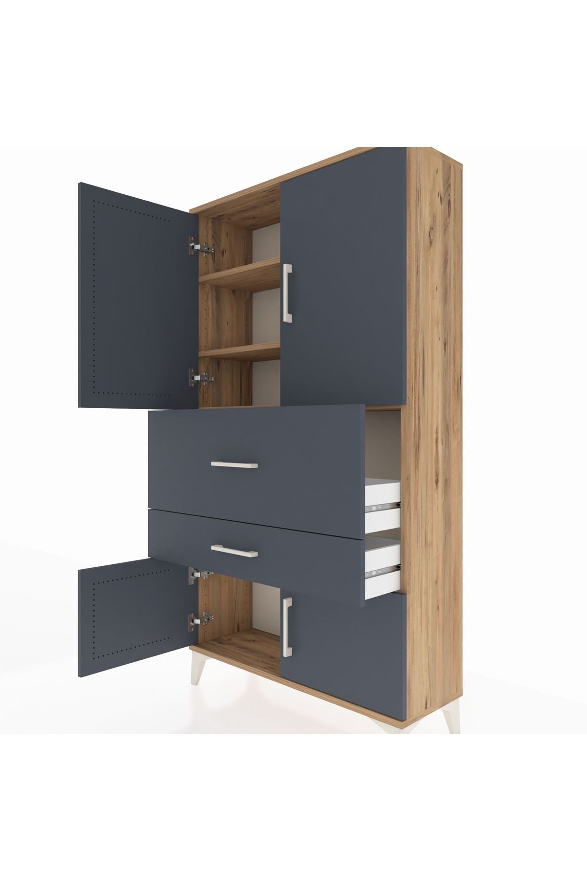 Arges Dolap 3 Raflı 2 Çekmeceli 4 Kapaklı 88x30x163 - S21M123V8A