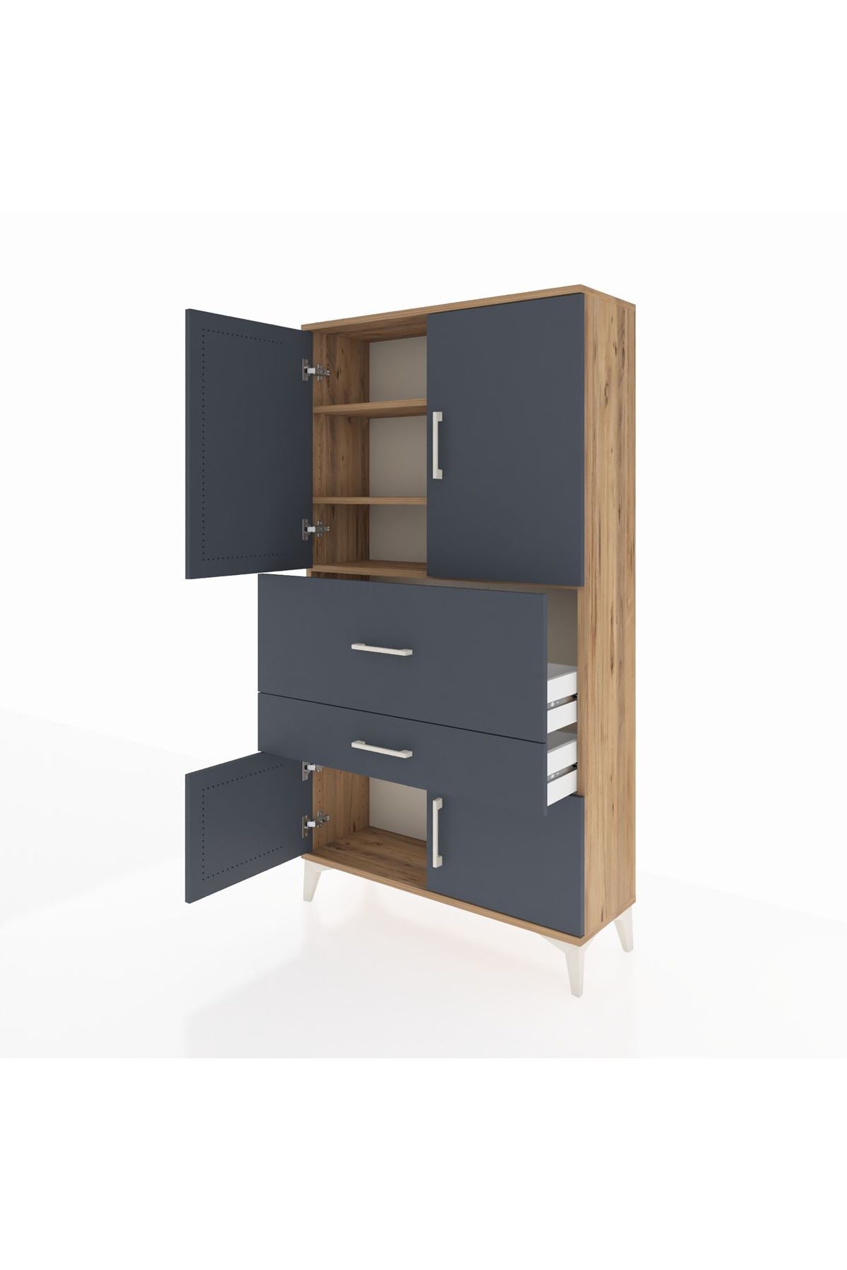 Arges Dolap 3 Raflı 2 Çekmeceli 4 Kapaklı 88x30x163 - S21M123V8A
