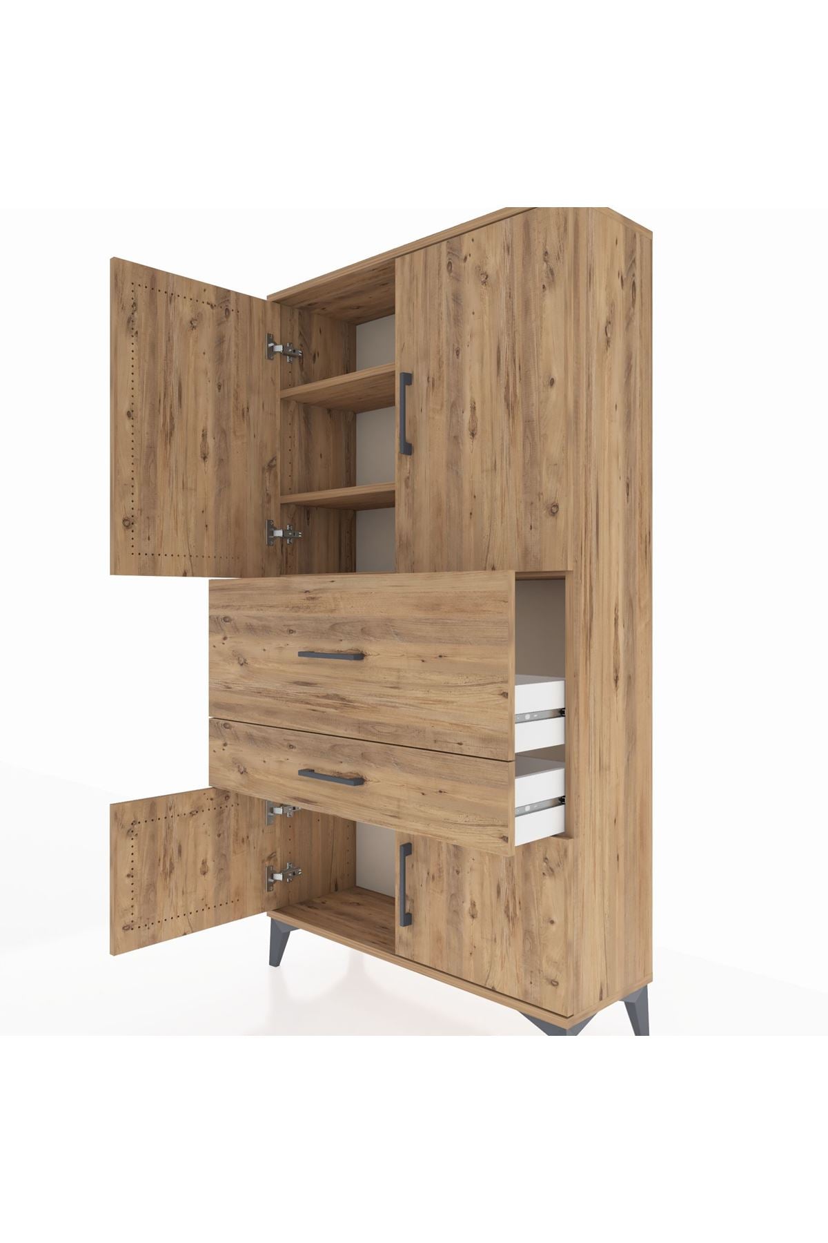 Arges Dolap 3 Raflı 2 Çekmeceli 4 Kapaklı 88x30x163 - S21M123V9A