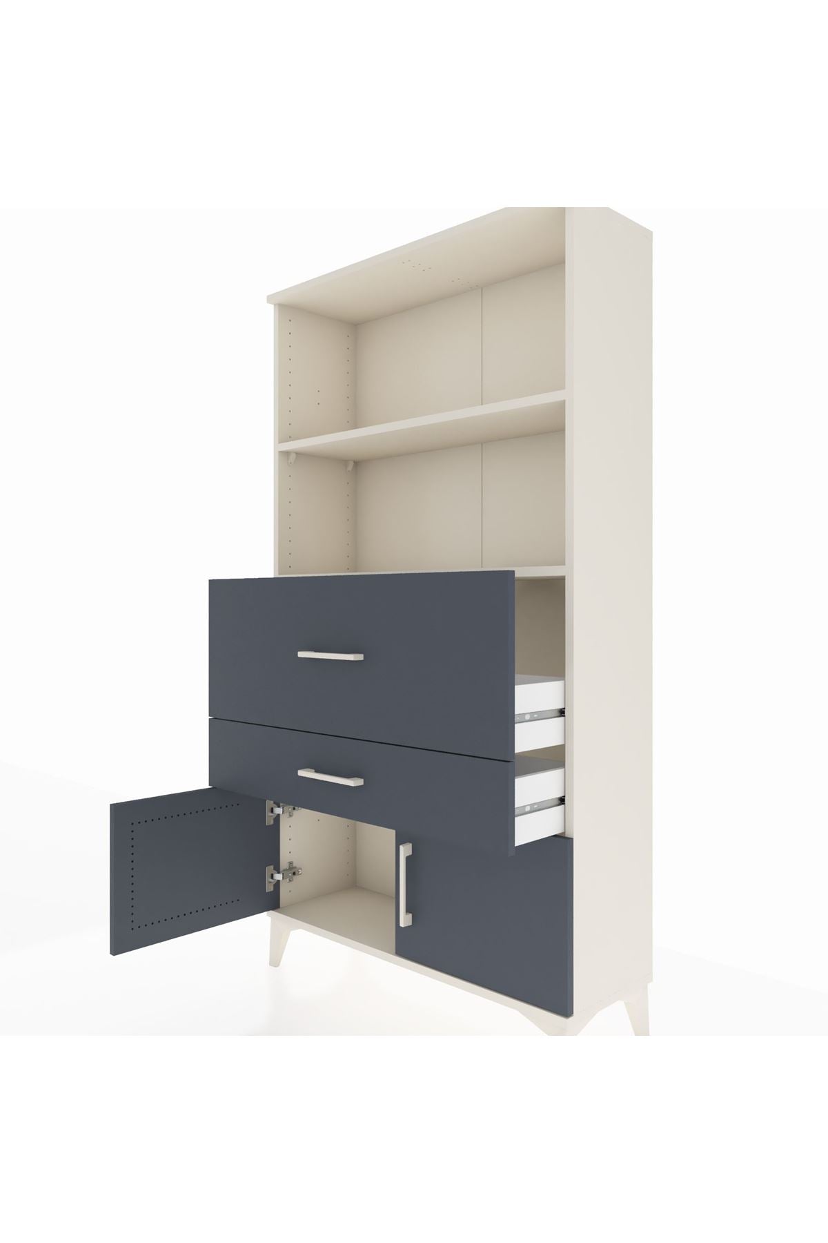Arges Dolap 2 Raflı 2 Çekmeceli 2 Kapaklı 88x30x163 - S21M124V2A