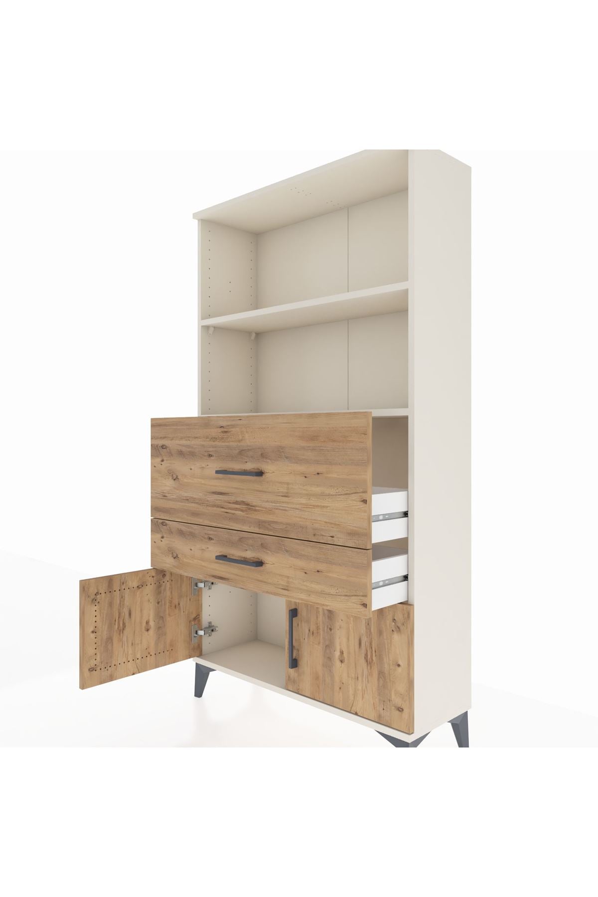 Arges Dolap 2 Raflı 2 Çekmeceli 2 Kapaklı 88x30x163 - S21M124V3A
