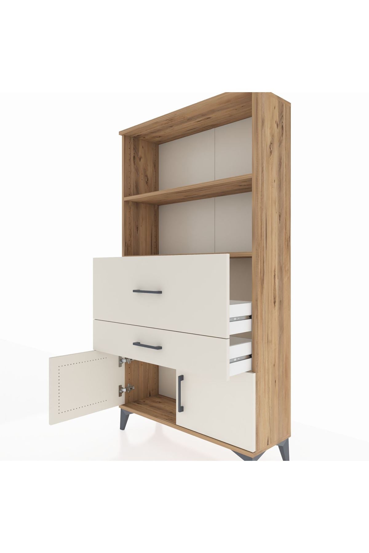 Arges Dolap 2 Raflı 2 Çekmeceli 2 Kapaklı 88x30x163 - S21M124V7A