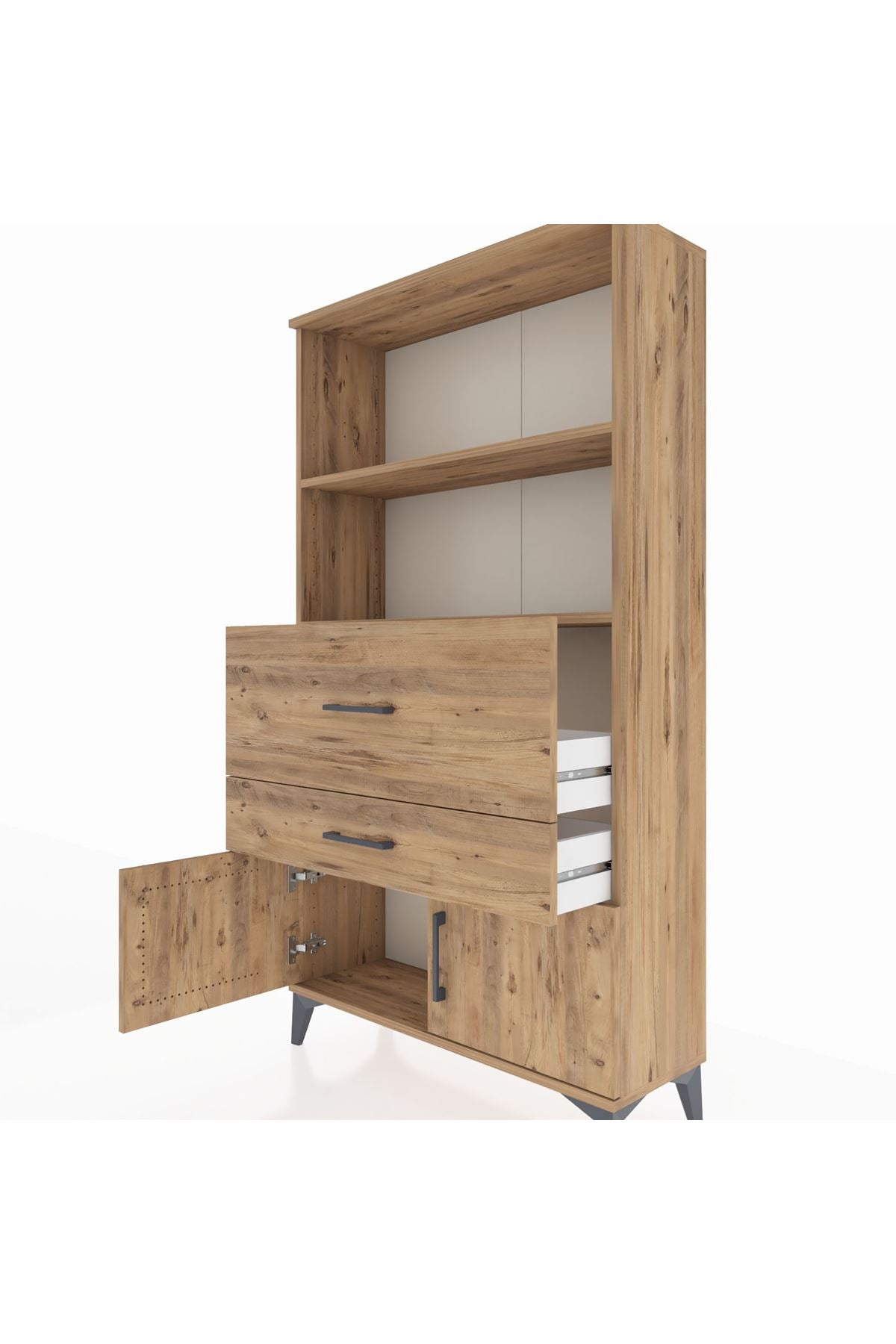 Arges Dolap 2 Raflı 2 Çekmeceli 2 Kapaklı 88x30x163 - S21M124V9A