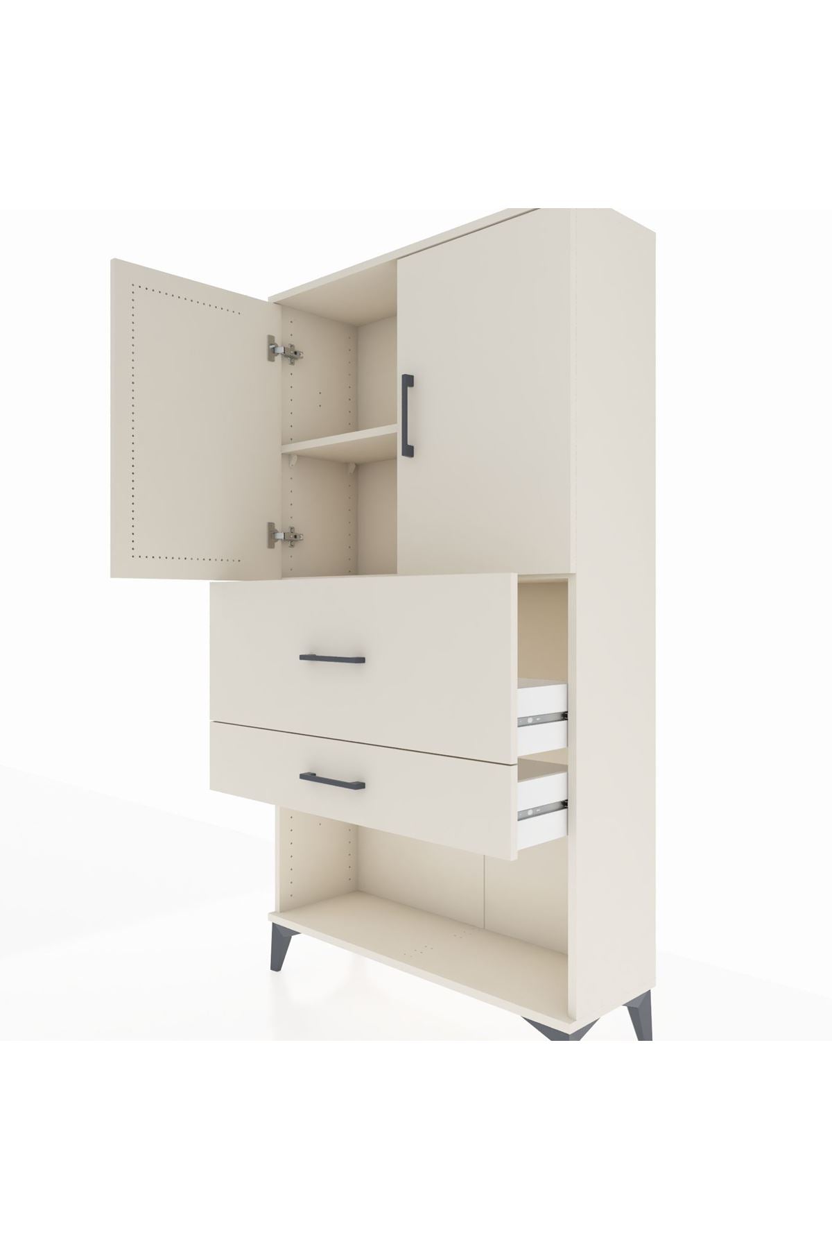 Arges Dolap 2 Raflı 2 Çekmeceli 2 Kapaklı 88x30x163 - S21M125V1A