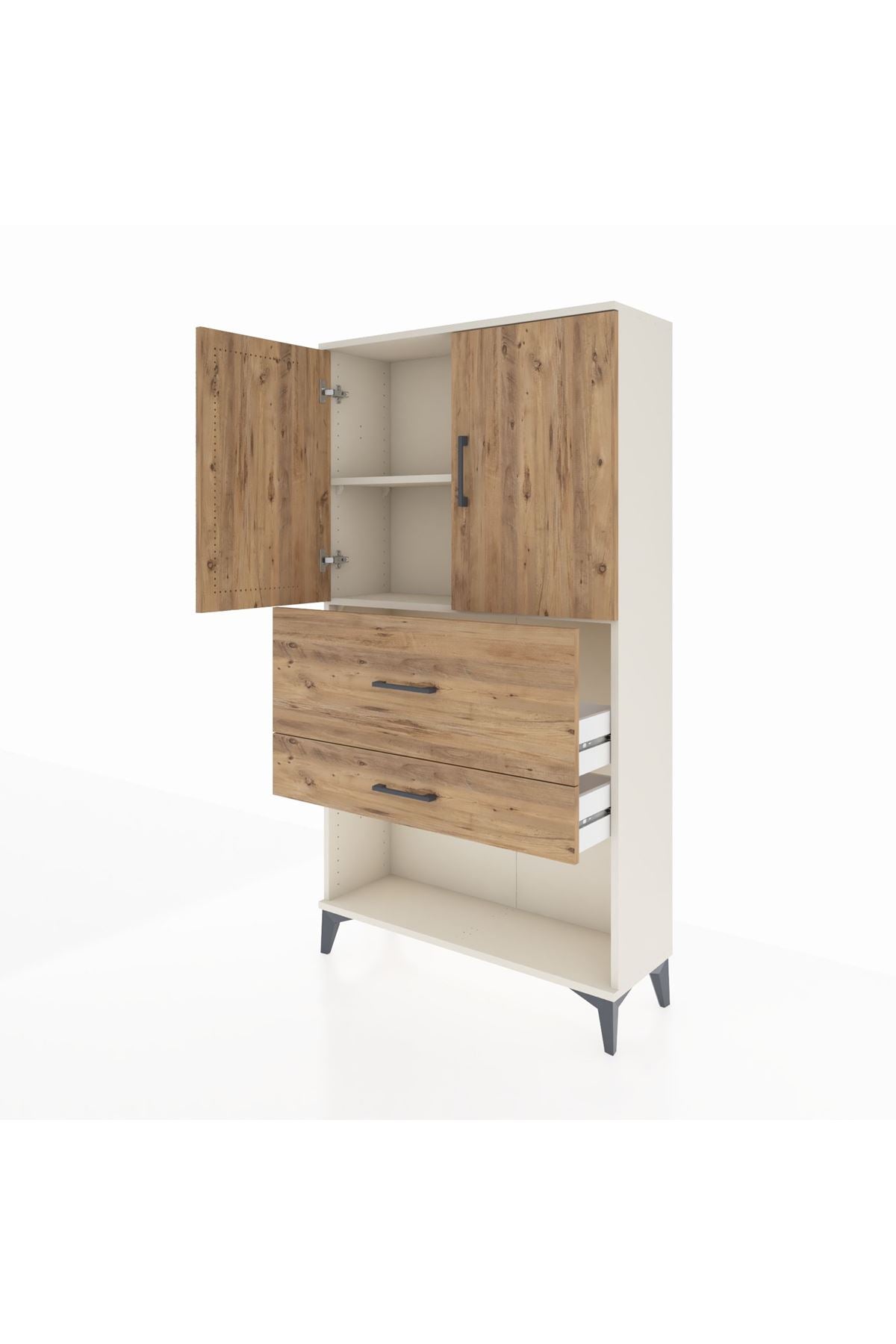Arges Dolap 2 Raflı 2 Çekmeceli 2 Kapaklı 88x30x163 - S21M125V3A