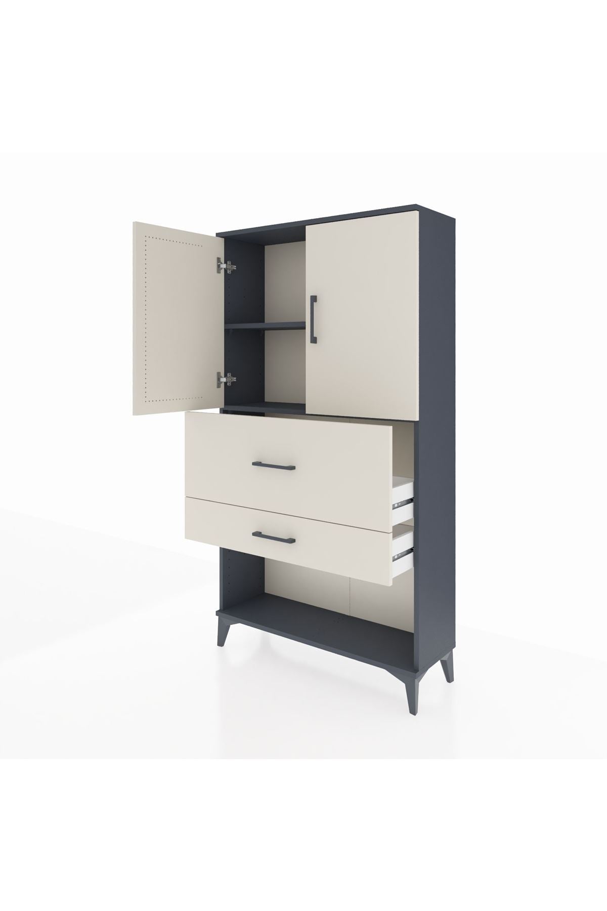 Arges Dolap 2 Raflı 2 Çekmeceli 2 Kapaklı 88x30x163 - S21M125V4A