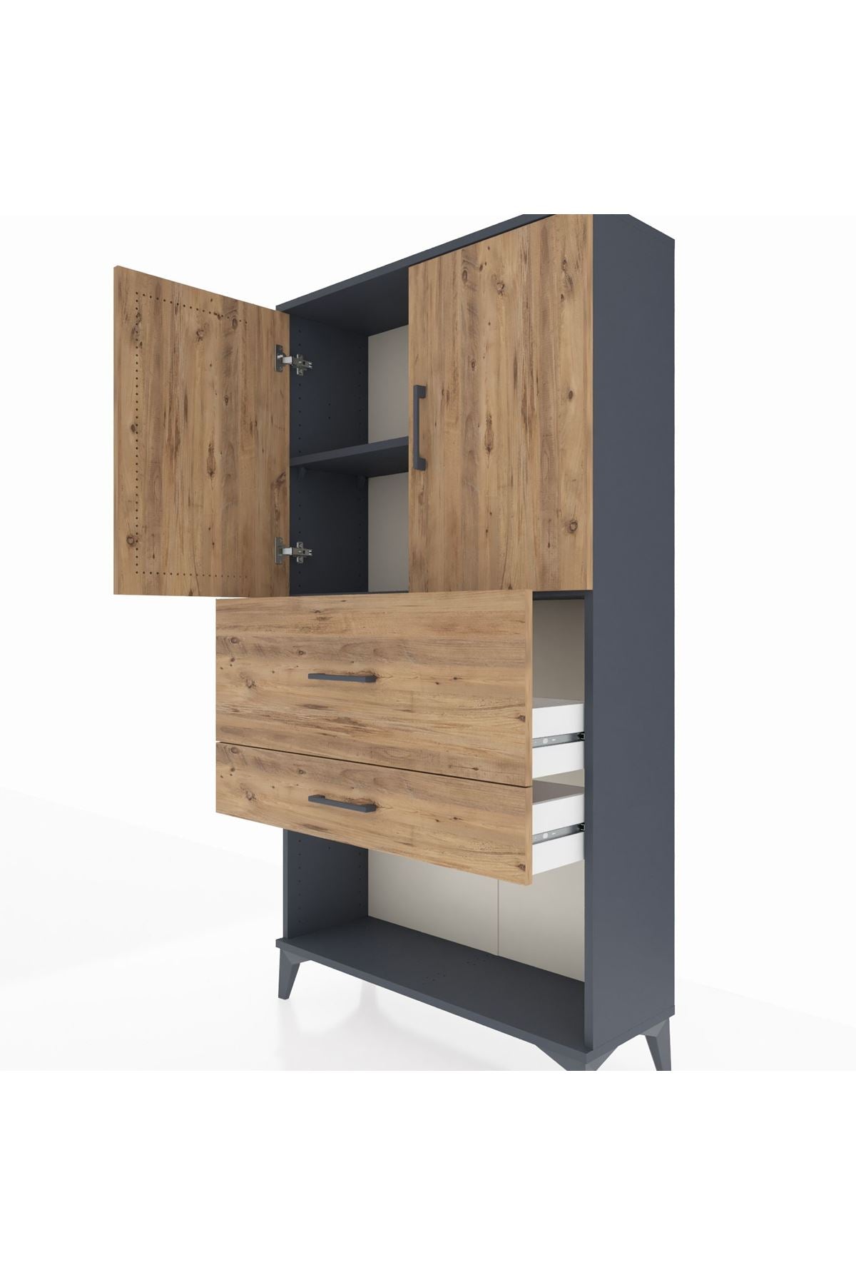 Arges Dolap 2 Raflı 2 Çekmeceli 2 Kapaklı 88x30x163 - S21M125V6A