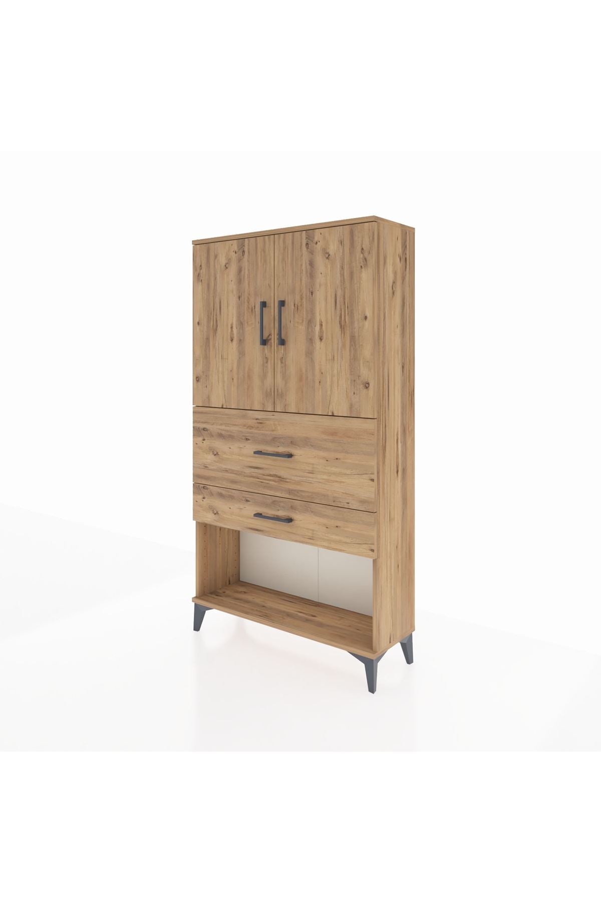 Arges Dolap 2 Raflı 2 Çekmeceli 2 Kapaklı 88x30x163 - S21M125V9A